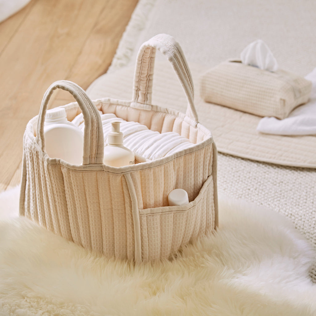 Nappy Caddy Set - Cashmere Waffle Accessory CuddleCo 