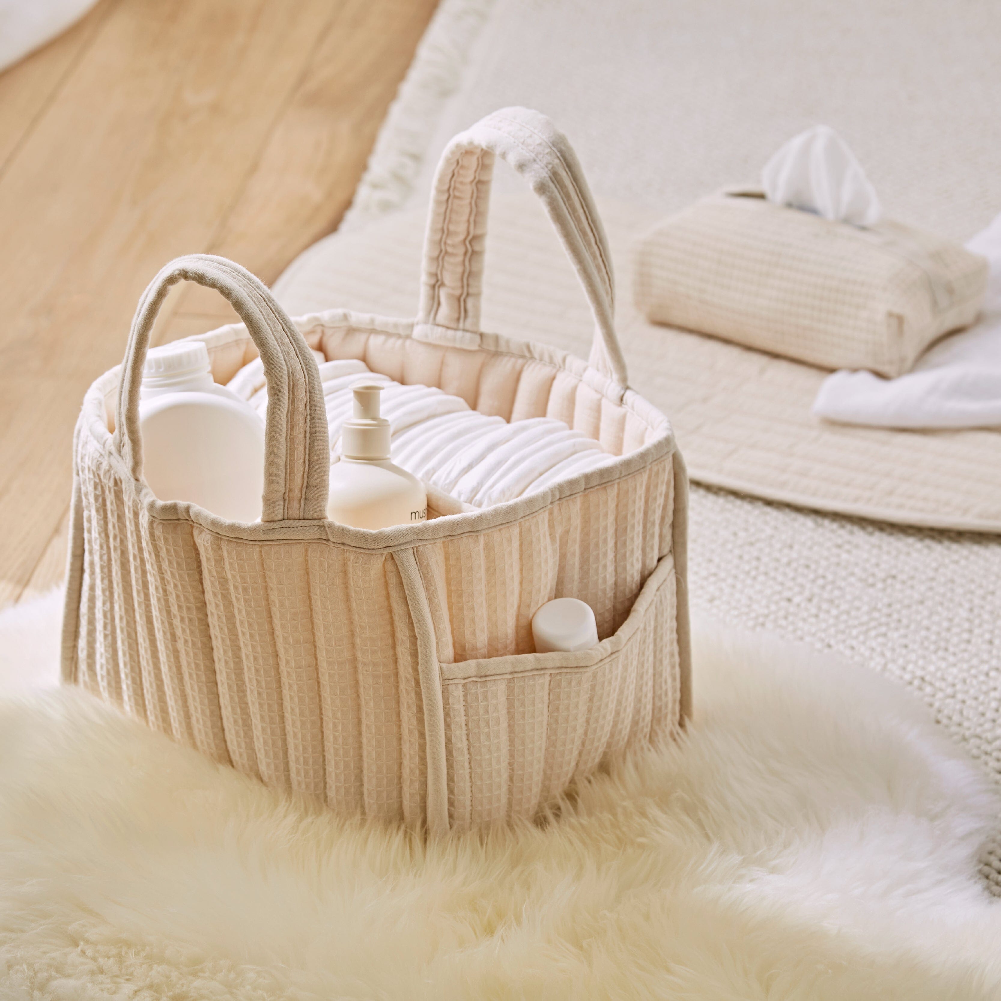 Nappy Caddy Set - Cashmere Waffle Accessory CuddleCo 