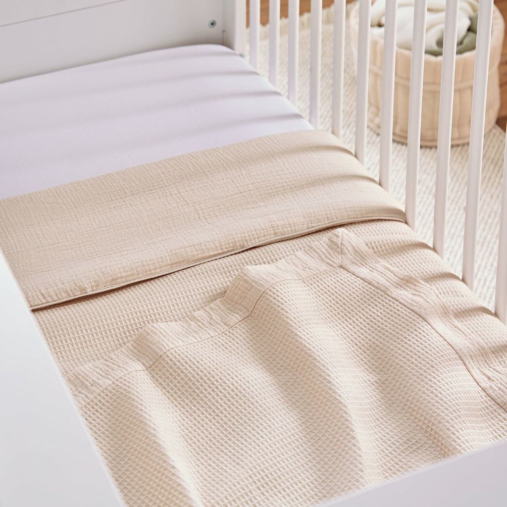 4 Piece Cot Bed Bedding Set - Cashmere Waffle Accessory CuddleCo 