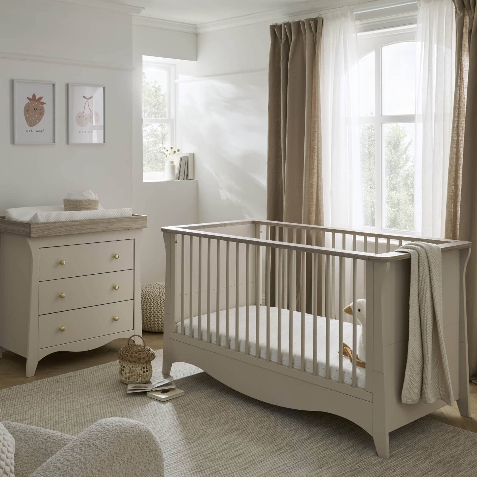 Clara 2 Piece Nursery Furniture Set - Cashmere & Ash Furniture Sets CuddleCo 