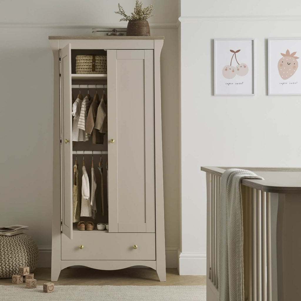 Clara 2 Door Nursery Wardrobe - Cashmere & Ash Furniture Singles CuddleCo 
