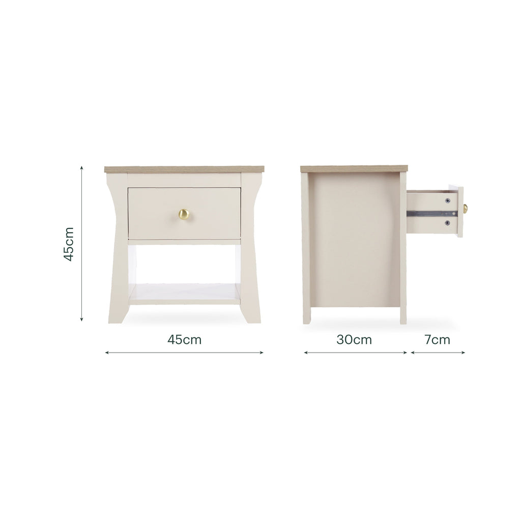 Clara Bedside Table - Cashmere & Ash Furniture Singles CuddleCo 