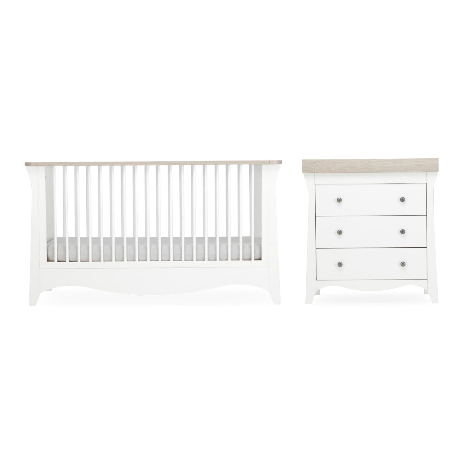 Clara 2 Piece Nursery Furniture Set - White & Ash Furniture Sets CuddleCo 