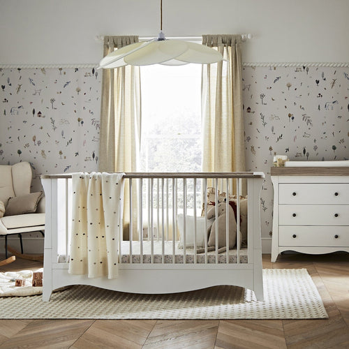 Clara 2 Piece Nursery Furniture Set (Cot Bed & Dresser) - White & Ash Furniture Sets CuddleCo 