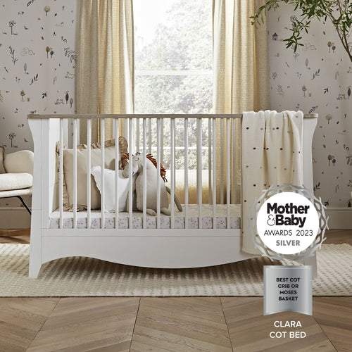 Clara Cot Bed - White & Ash Furniture Singles CuddleCo 