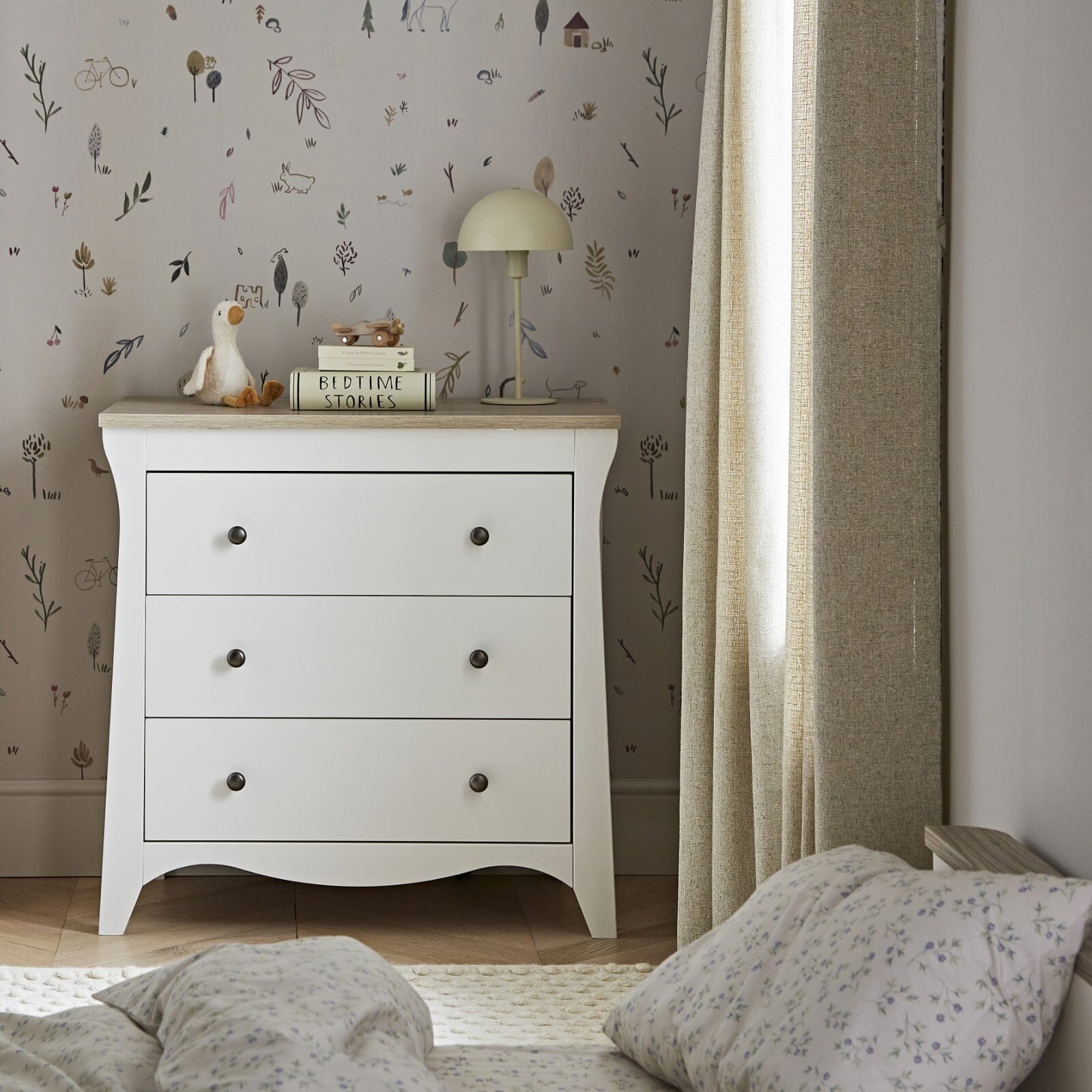 Clara 3 Drawer Dresser & Changer - White & Ash Furniture Singles CuddleCo 