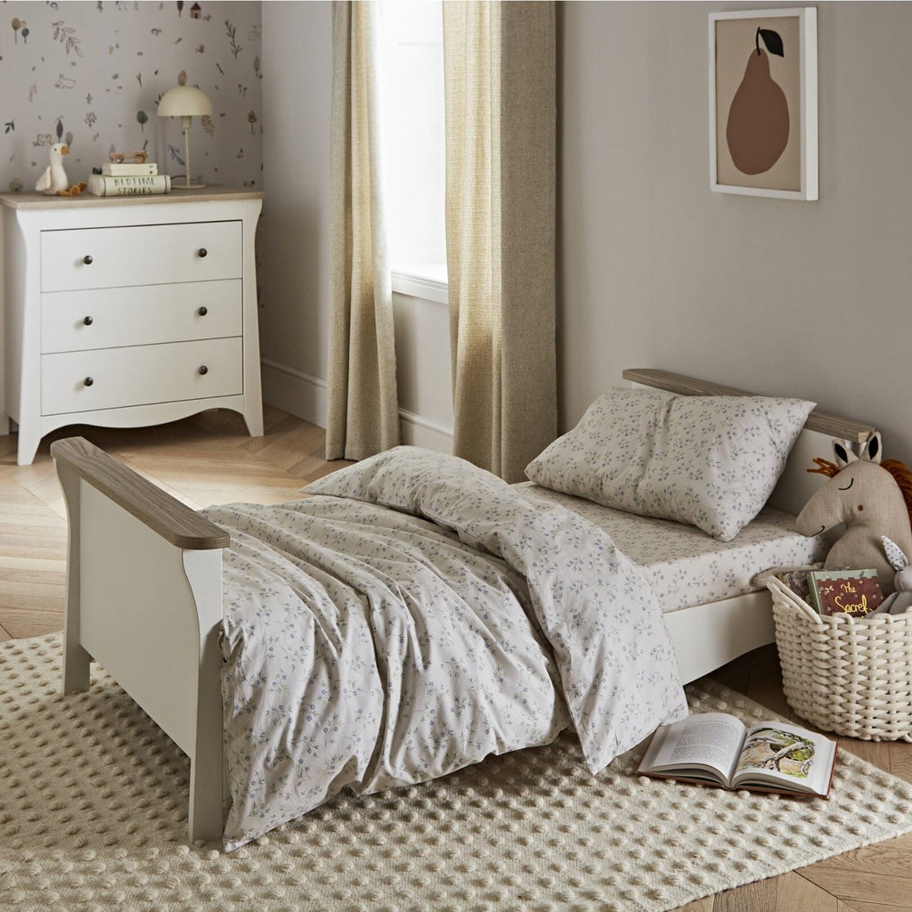 Clara 3 Piece Nursery Furniture Set (Cot Bed, Wardrobe & Dresser) - White & Ash Furniture Sets CuddleCo 