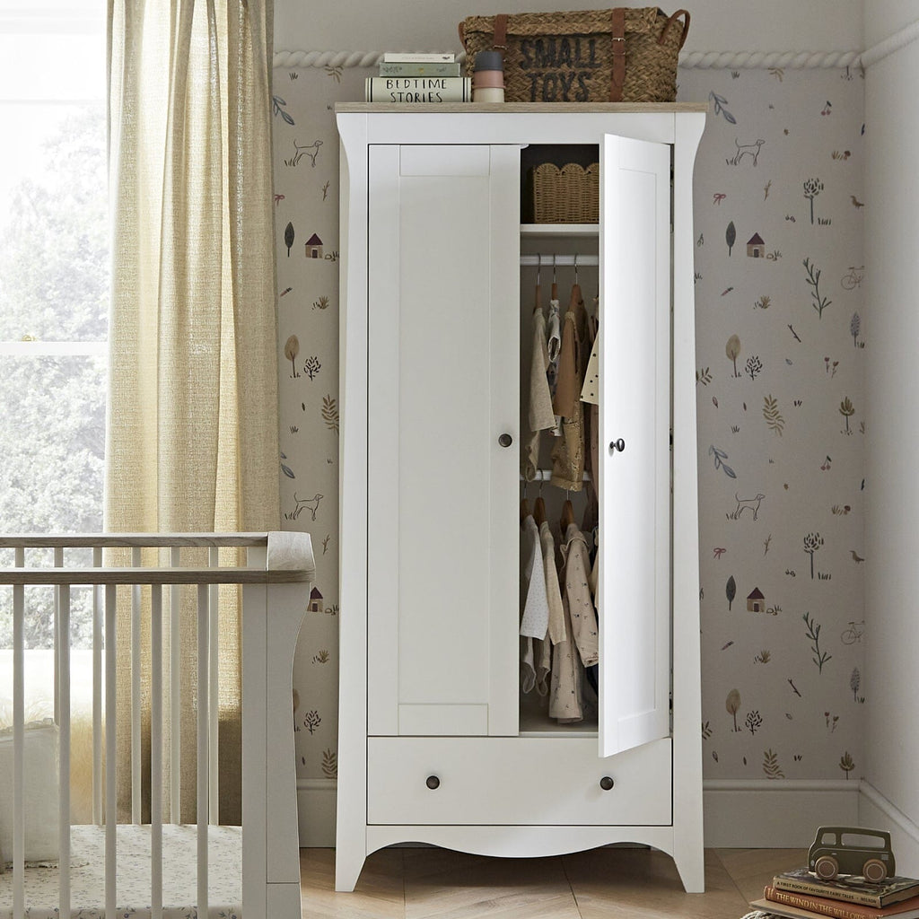 Clara 2 Door Double Wardrobe - White & Ash Furniture Singles CuddleCo 