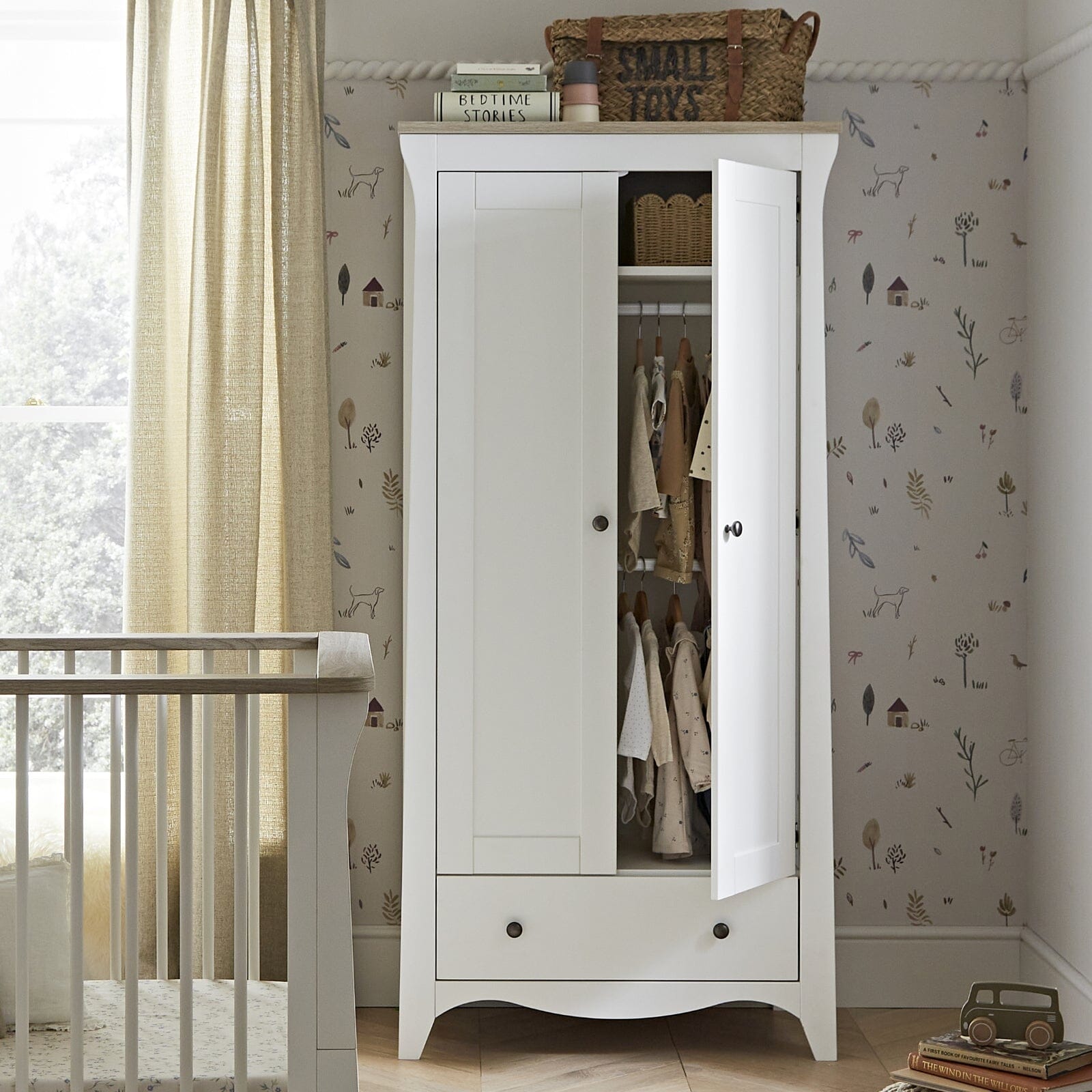 Clara 2 Door Double Wardrobe - White & Ash Furniture Singles CuddleCo 