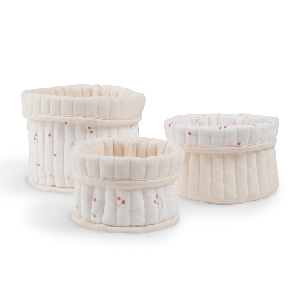 3 Pack Storage Baskets - Ditsy Cherry Accessory CuddleCo 