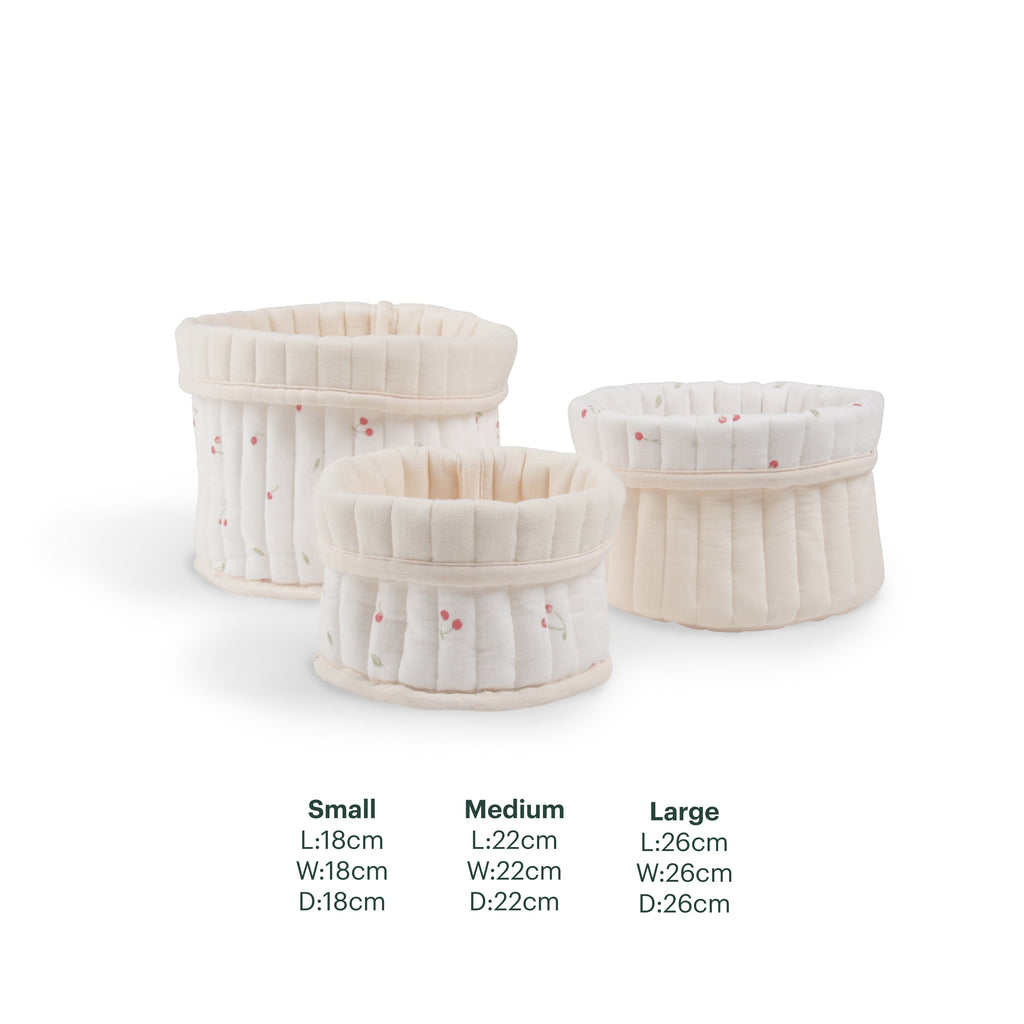 3 Pack Storage Baskets - Ditsy Cherry Accessory CuddleCo 