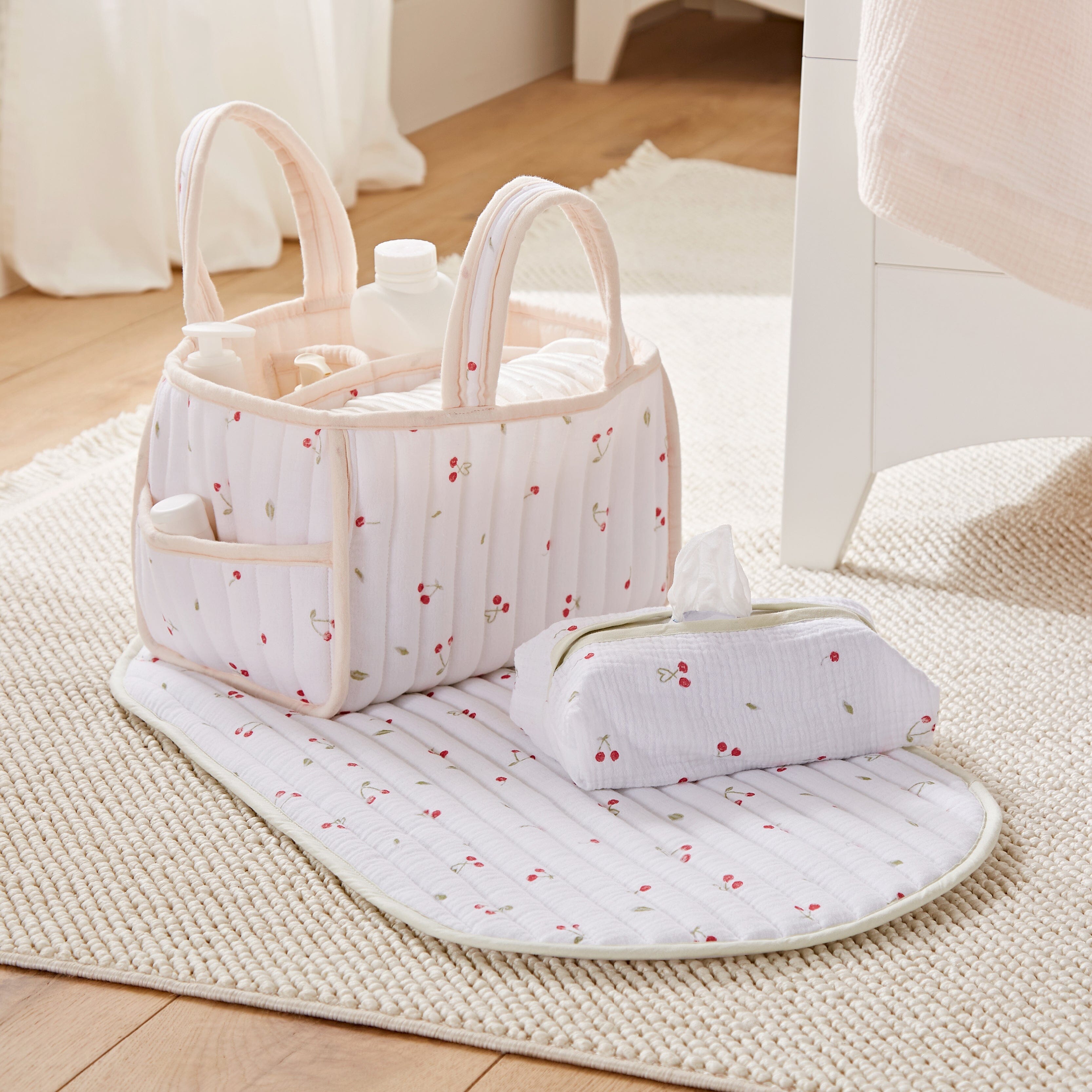 Nappy Caddy Set - Ditsy Cherry Accessory CuddleCo 