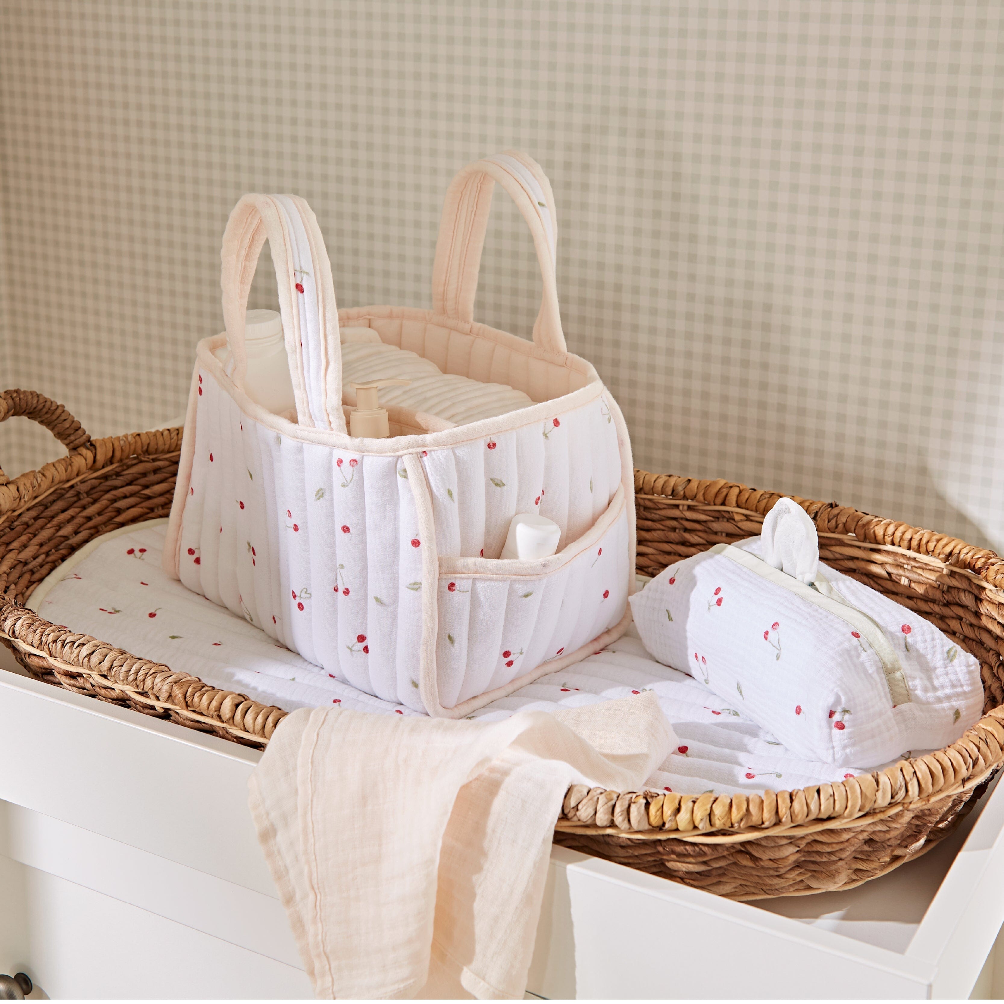 Nappy Caddy Set - Ditsy Cherry Accessory CuddleCo 