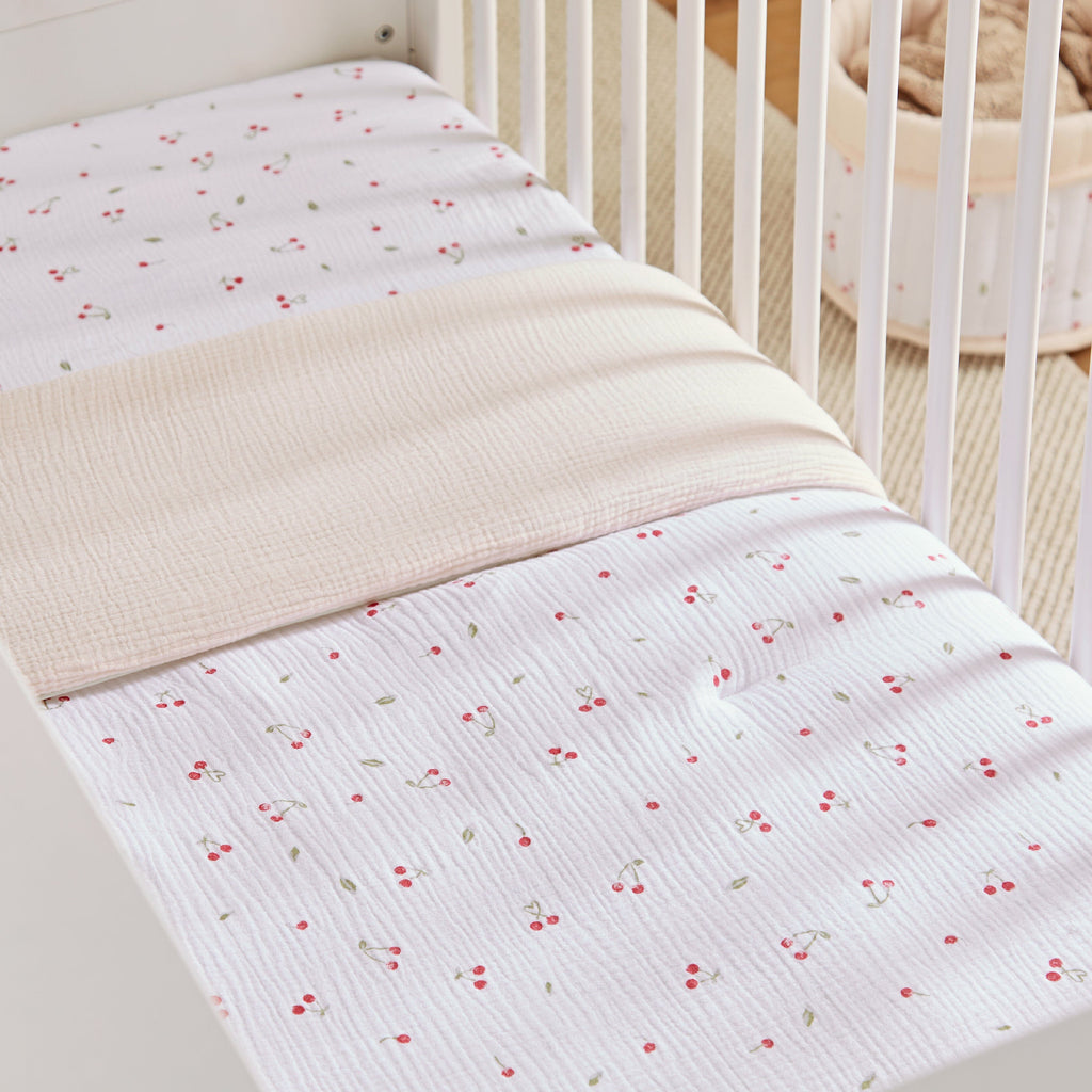 4 Piece Cot Bed Bedding Set - Ditsy Cherry Accessory CuddleCo 