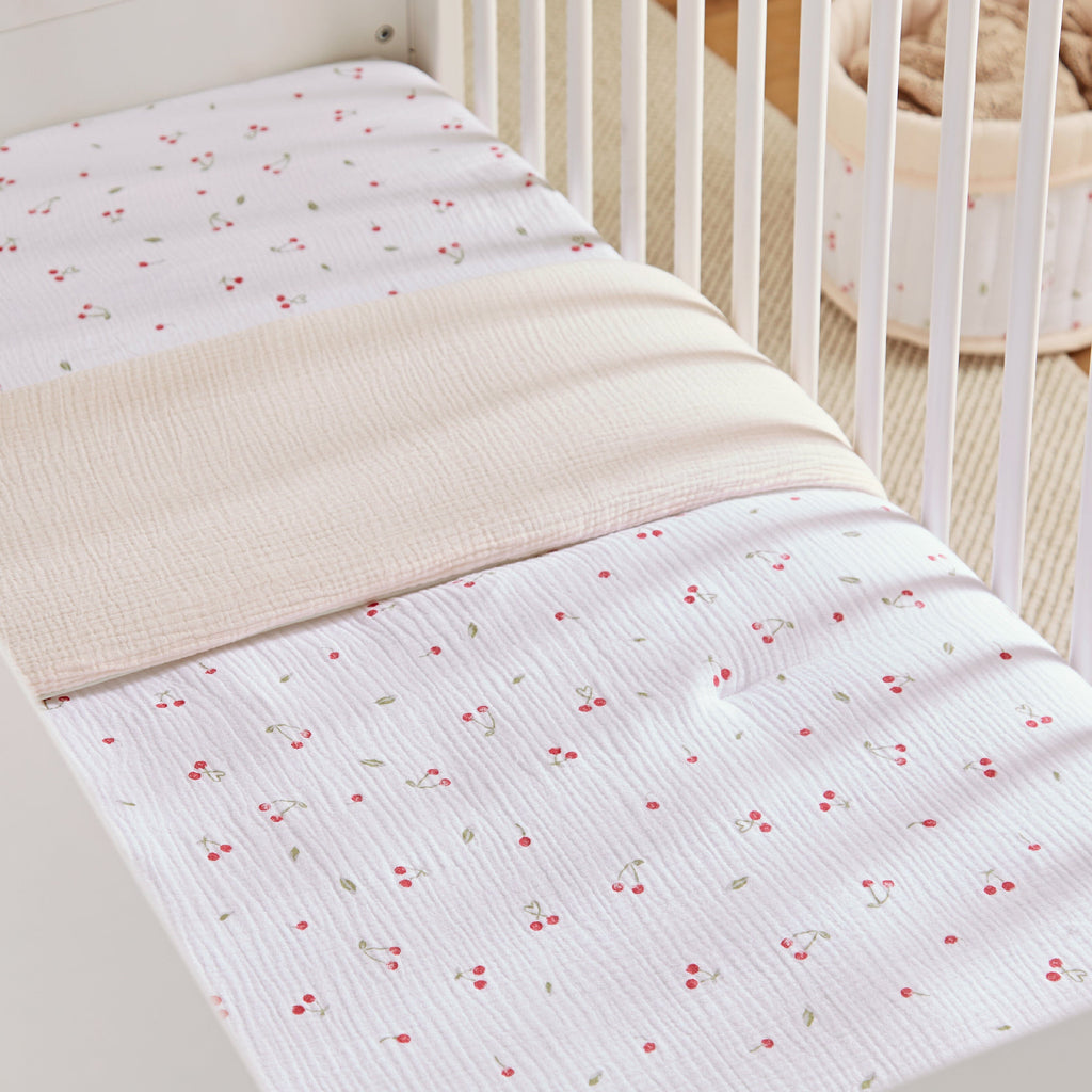 Cot Bed Quilt - Ditsy Cherry Accessory CuddleCo 