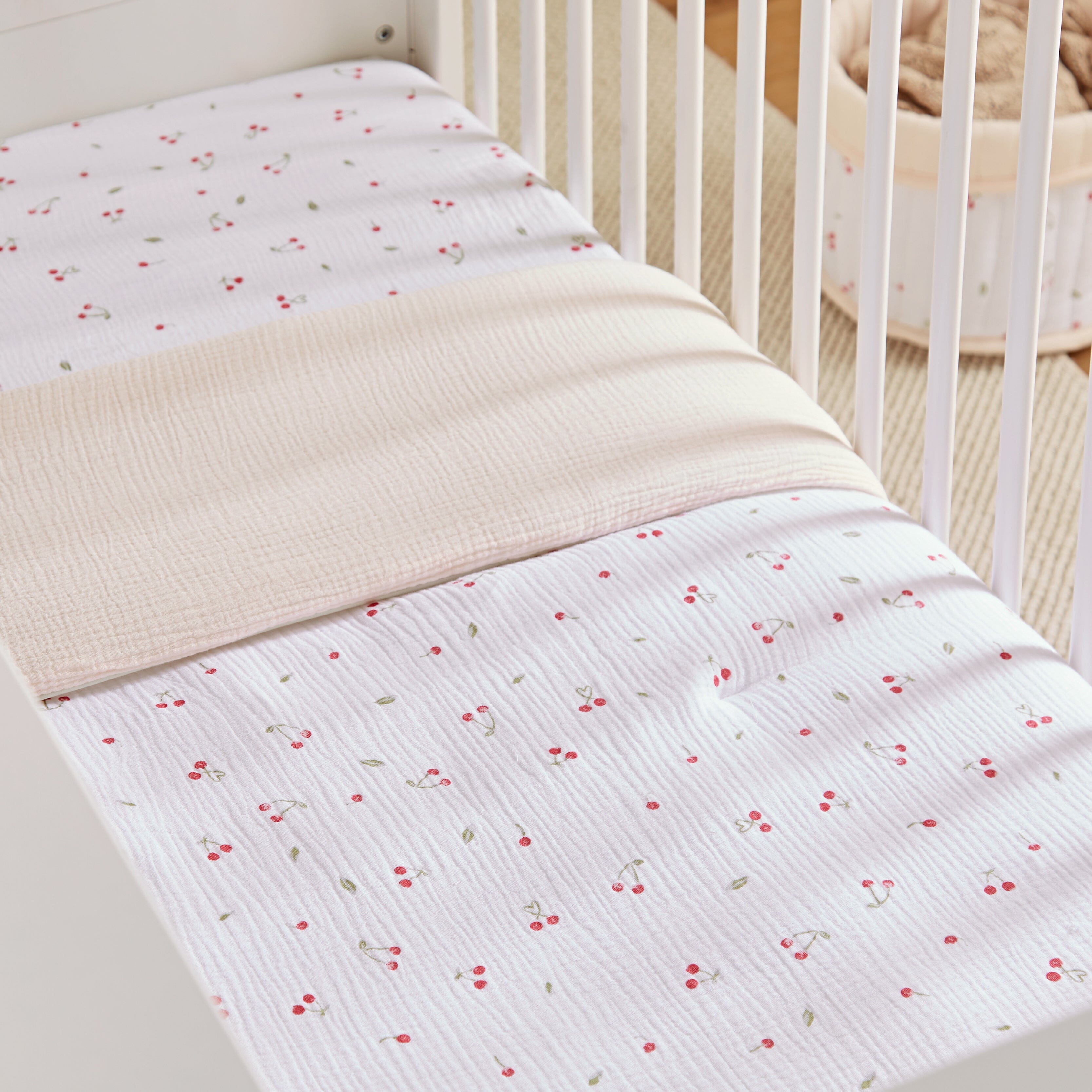 Cot Bed Quilt - Ditsy Cherry Accessory CuddleCo 