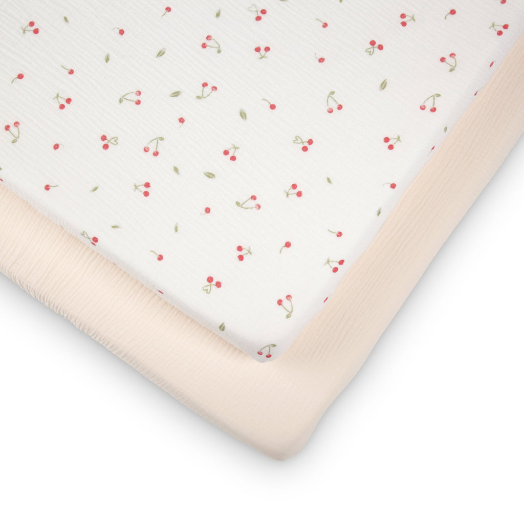 2 Pack Cot Bed Sheets - Ditsy Cherry Accessory CuddleCo 