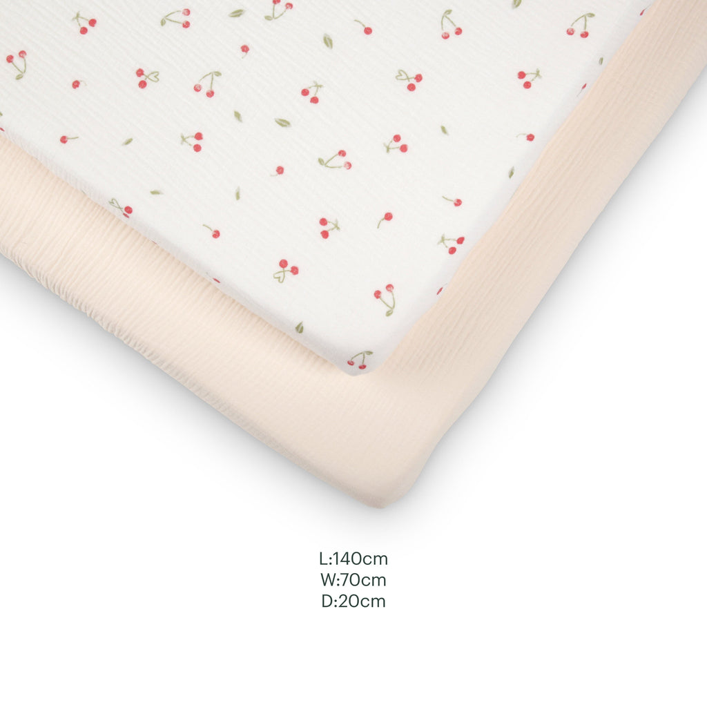 2 Pack Cot Bed Sheets - Ditsy Cherry Accessory CuddleCo 