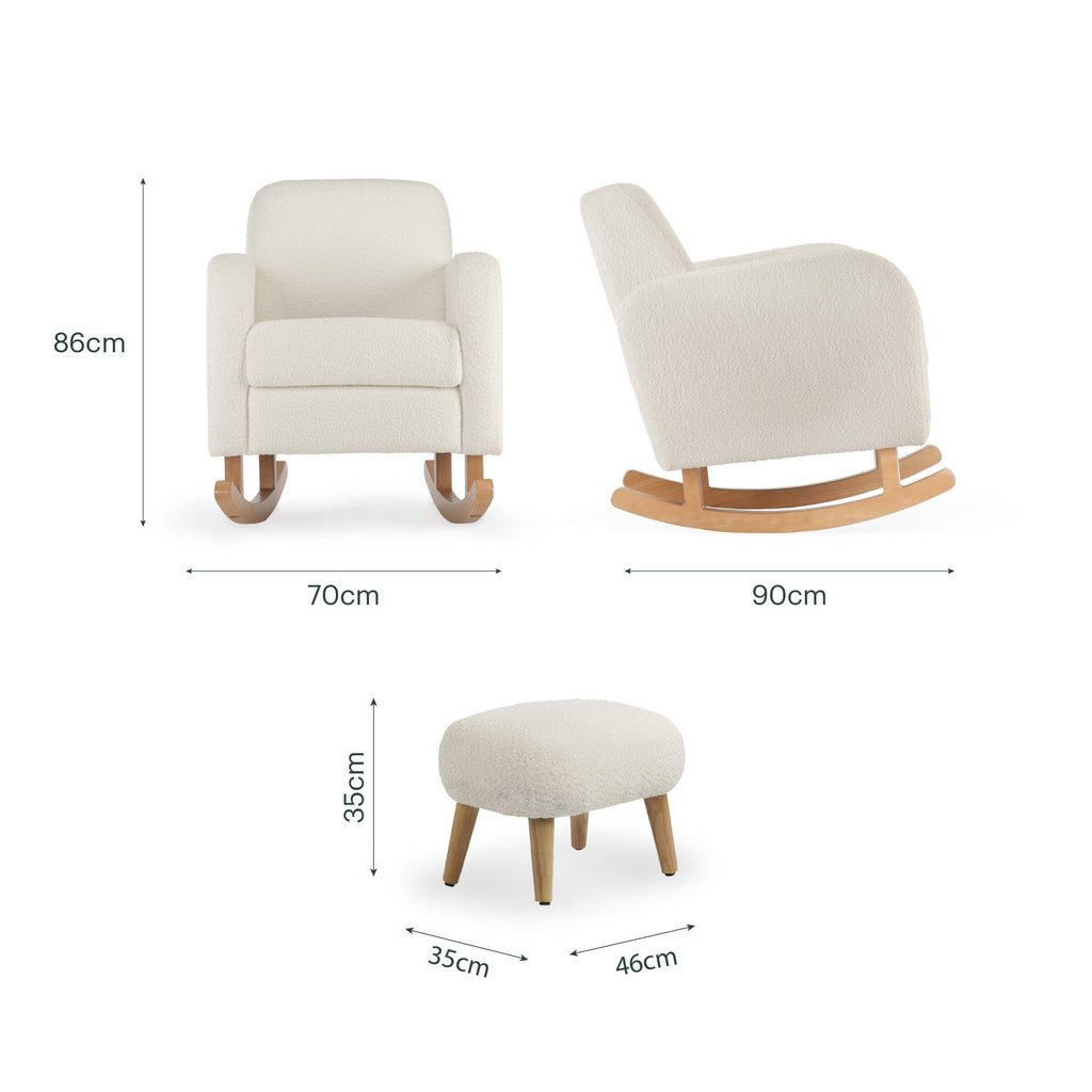 Etta Nursing Chair & Foot stool - Boucle Off White Furniture Singles CuddleCo 