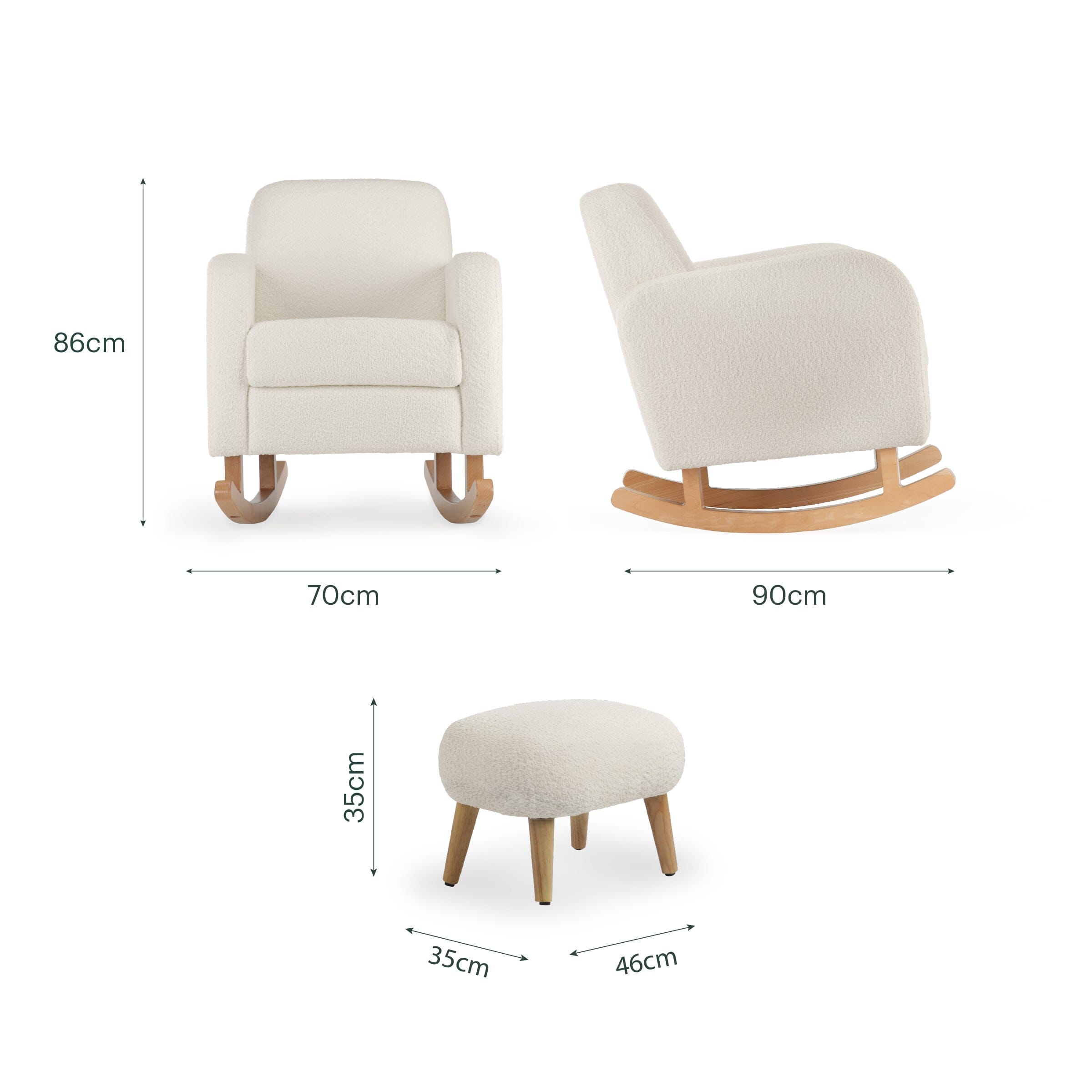 Etta Nursing Chair & Foot stool - Boucle Off White Furniture Singles CuddleCo 