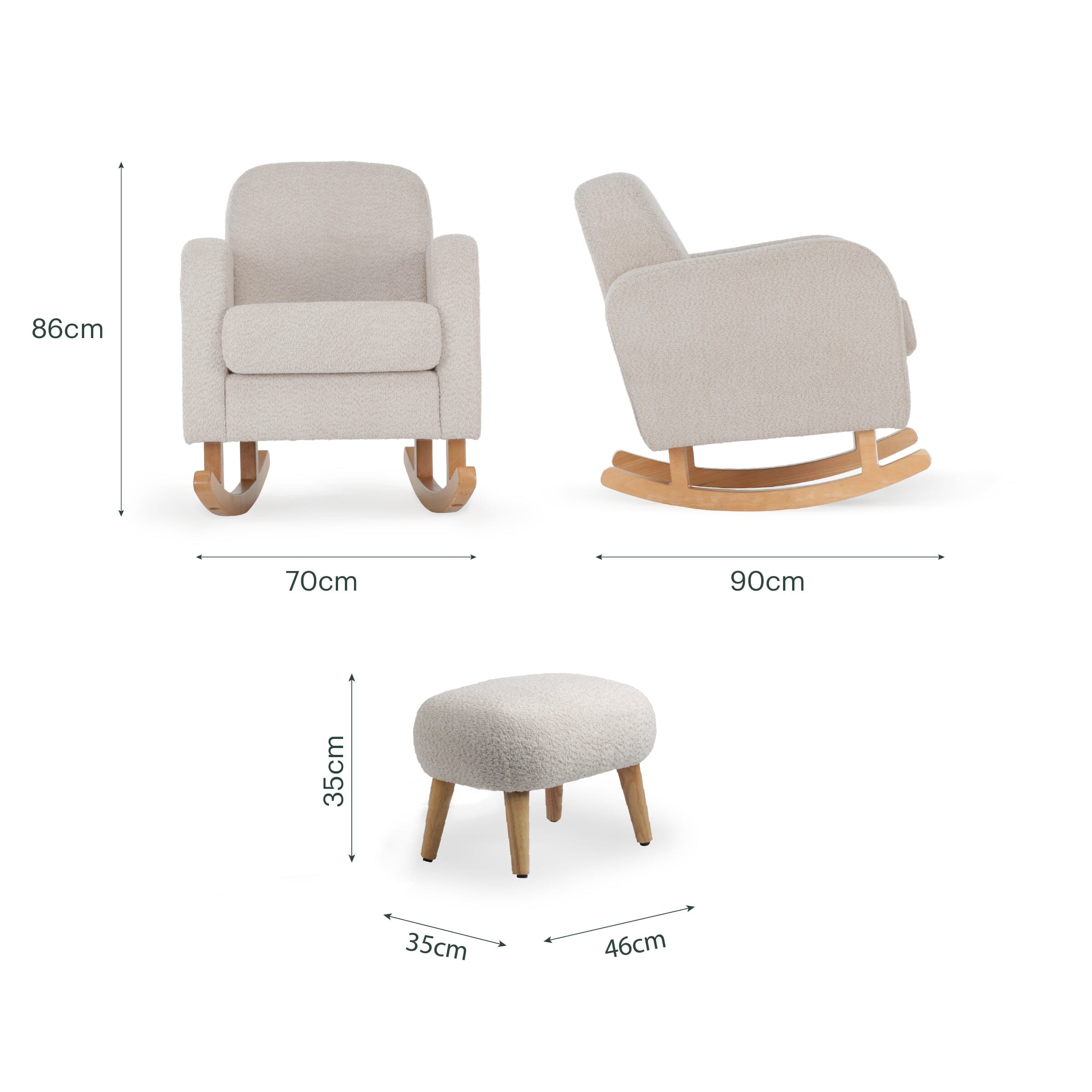 Etta Nursing Chair & Foot stool - Boucle Mushroom Furniture Singles CuddleCo 