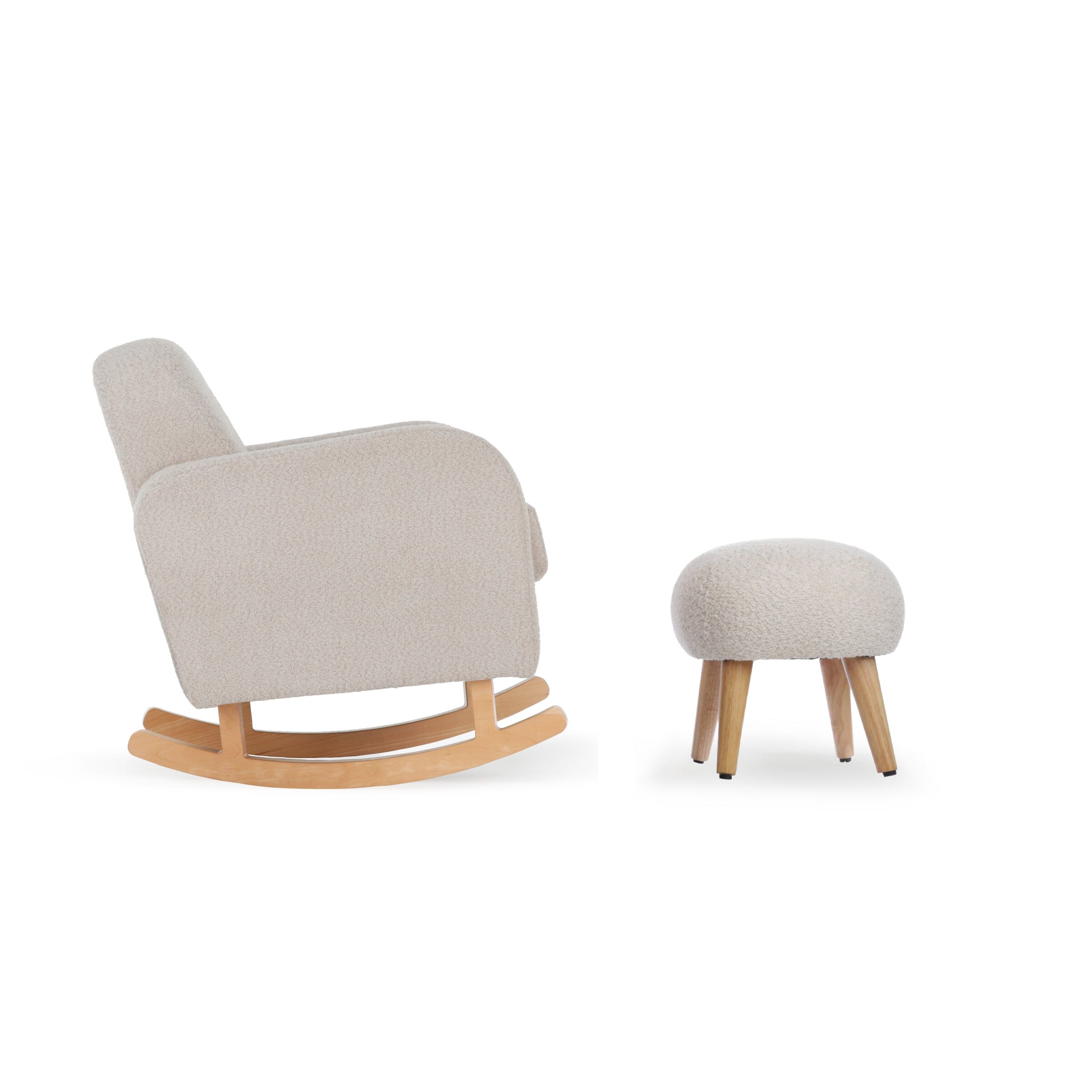 Etta Nursing Chair & Foot stool - Boucle Mushroom Furniture Singles CuddleCo 