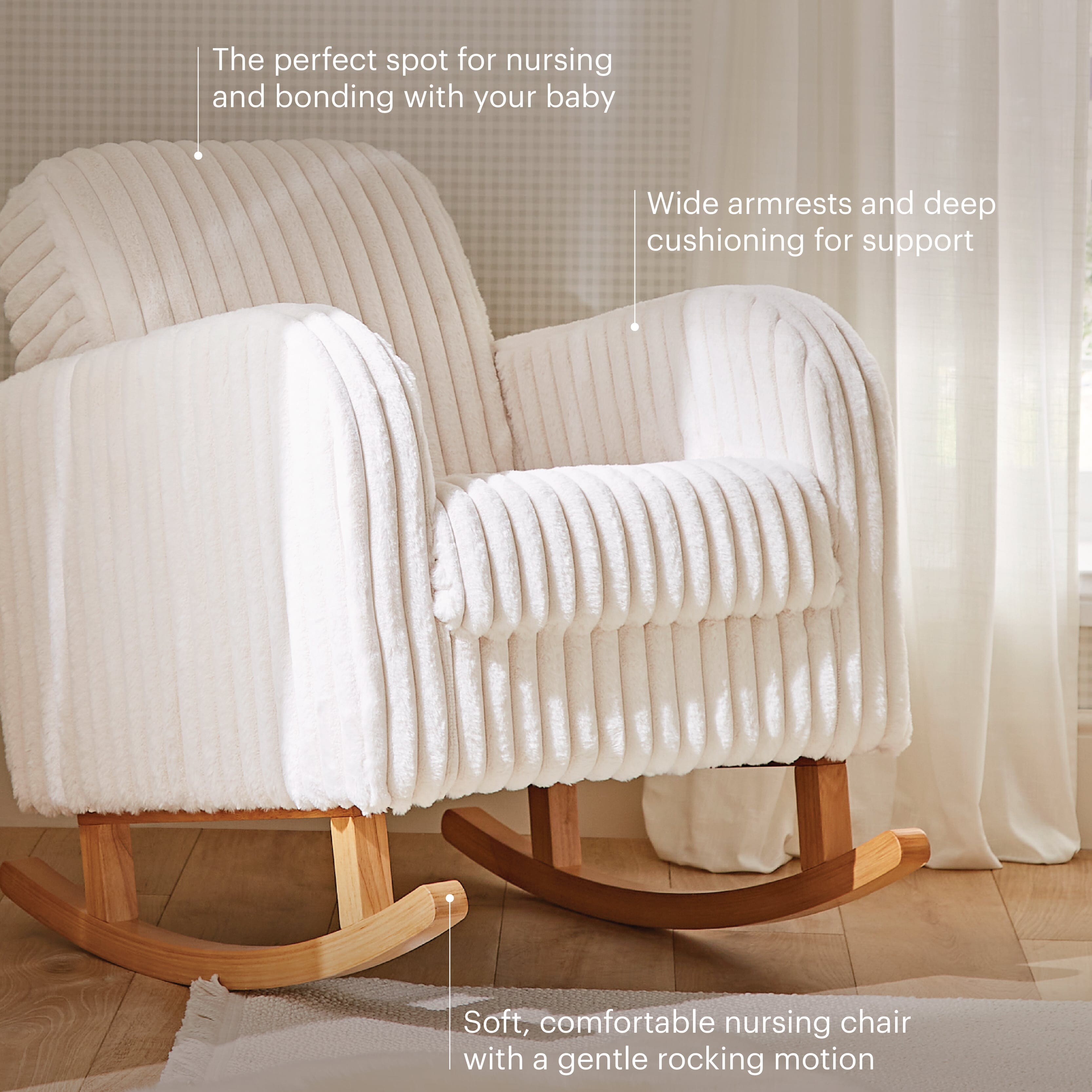 Etta Faux Fur Nursing Chair - Cream CuddleCo 