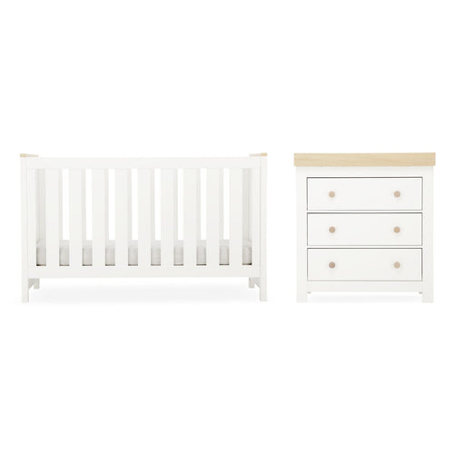 Luna 2 Piece Nursery Furniture Set - White & Oak Furniture Sets CuddleCo 