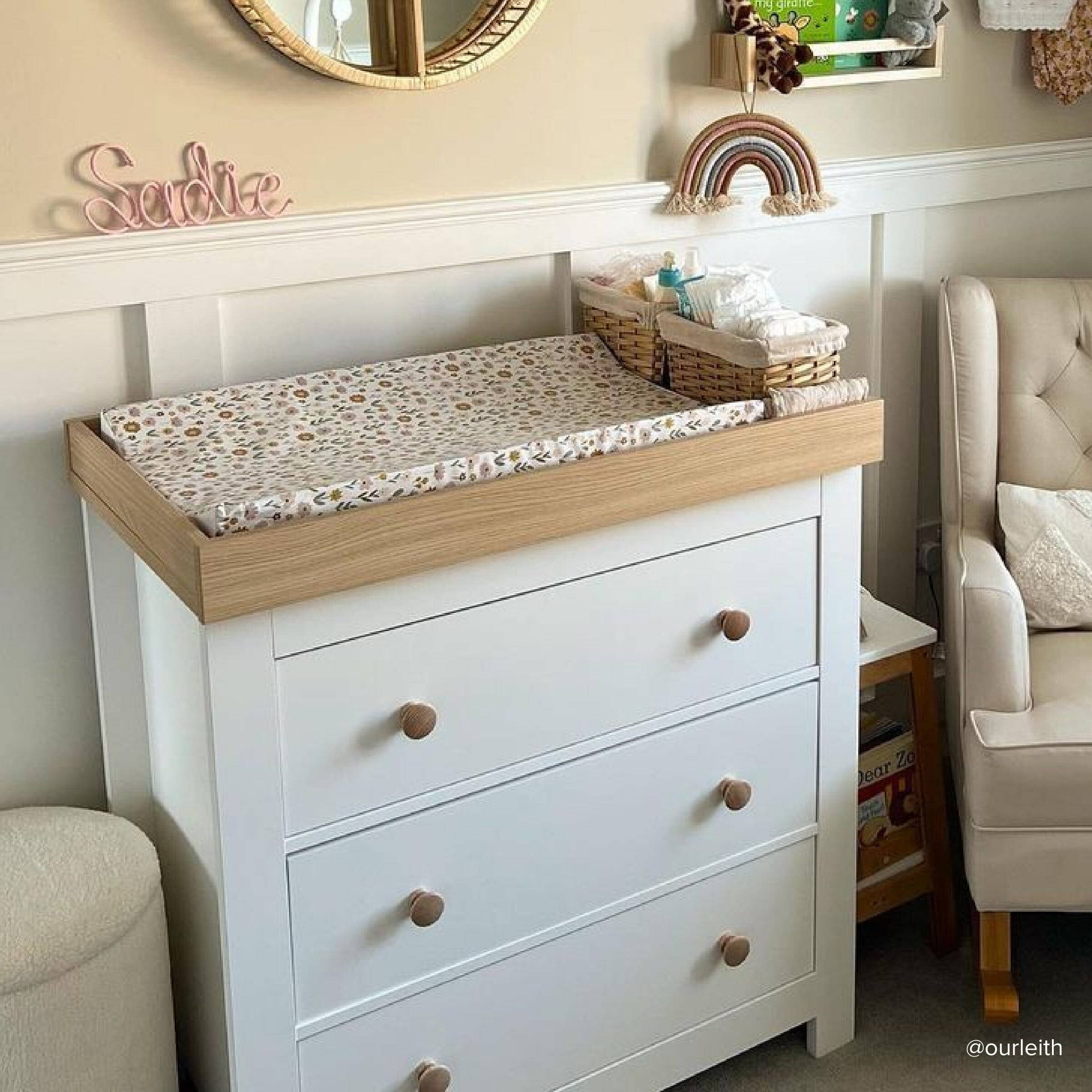 Luna Dresser & Changer - White & Oak Furniture Singles CuddleCo 