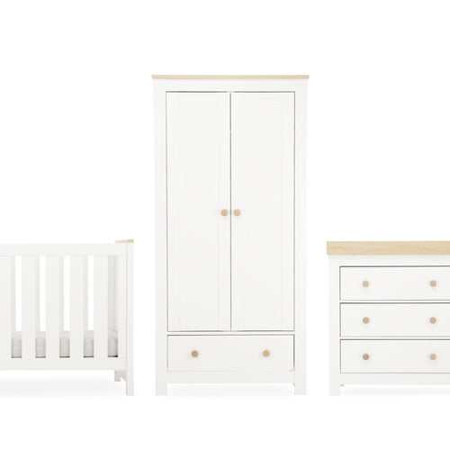 Luna 3 Piece Nursery Furniture Set - White & Oak Furniture Sets CuddleCo 