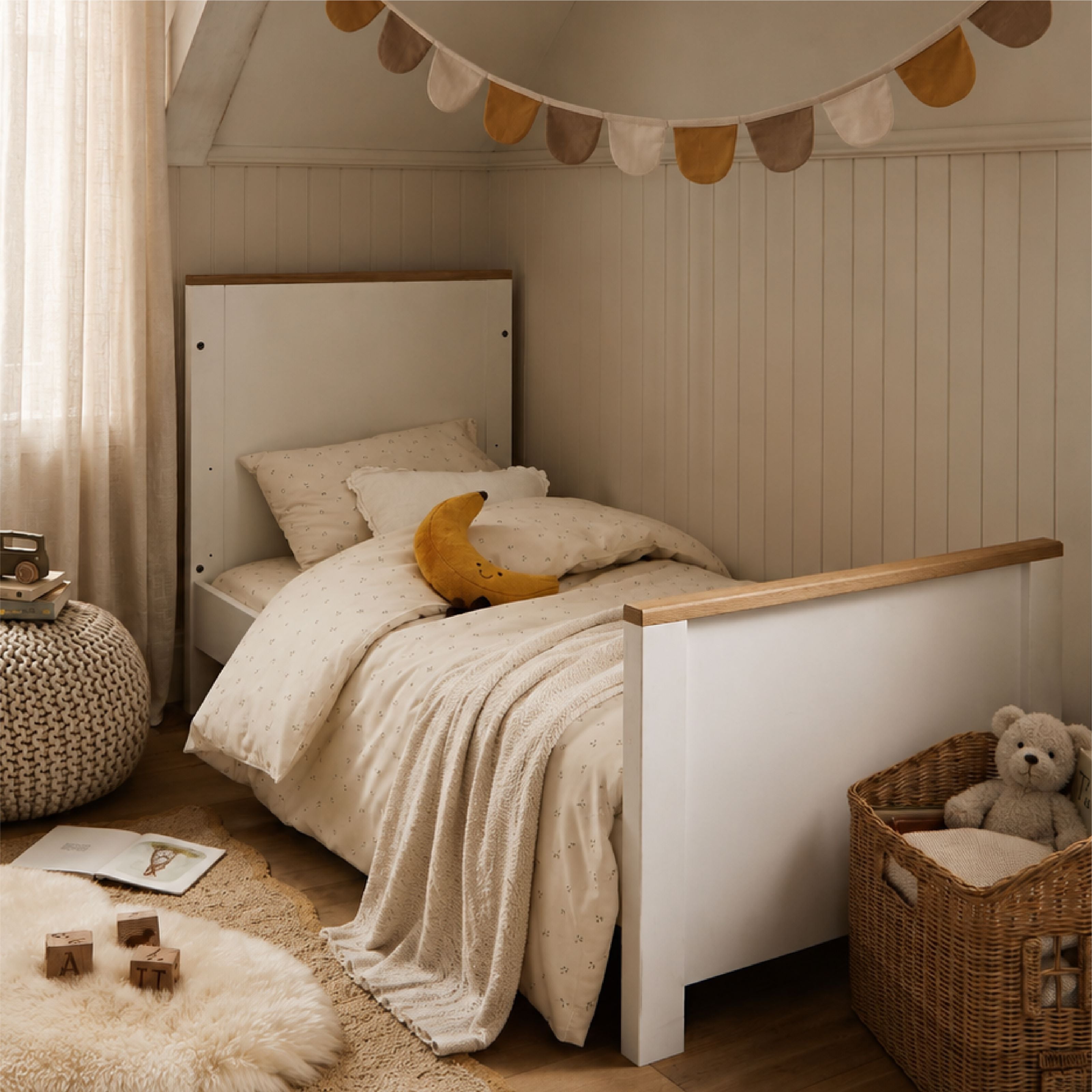Luna 3 Piece Nursery Furniture Set - White & Oak Furniture Sets CuddleCo 