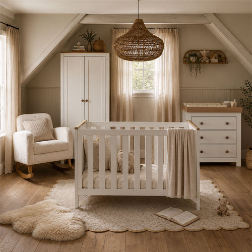 Luna 3 Piece Nursery Furniture Set - White & Oak Furniture Sets CuddleCo 