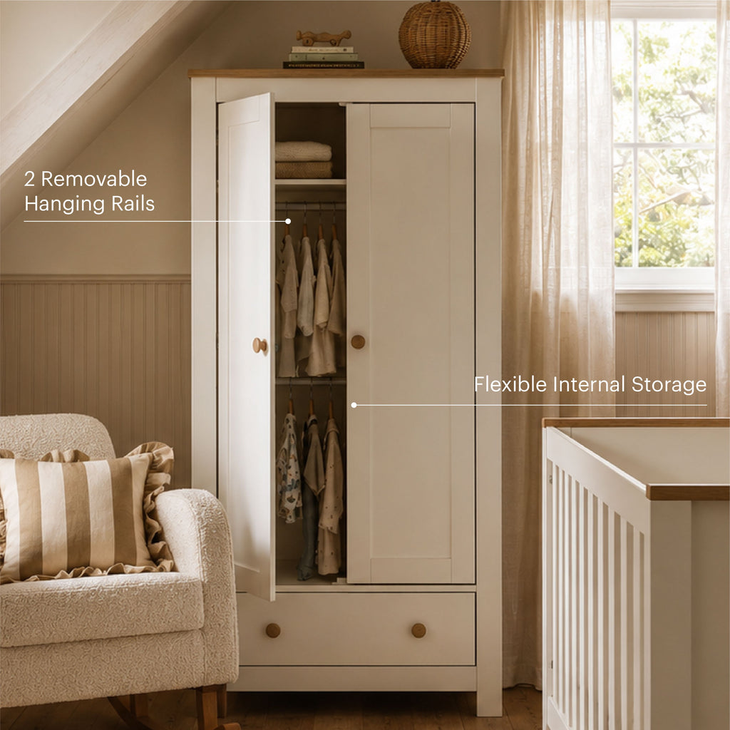 Luna 3 Piece Nursery Furniture Set - White & Oak Furniture Sets CuddleCo 