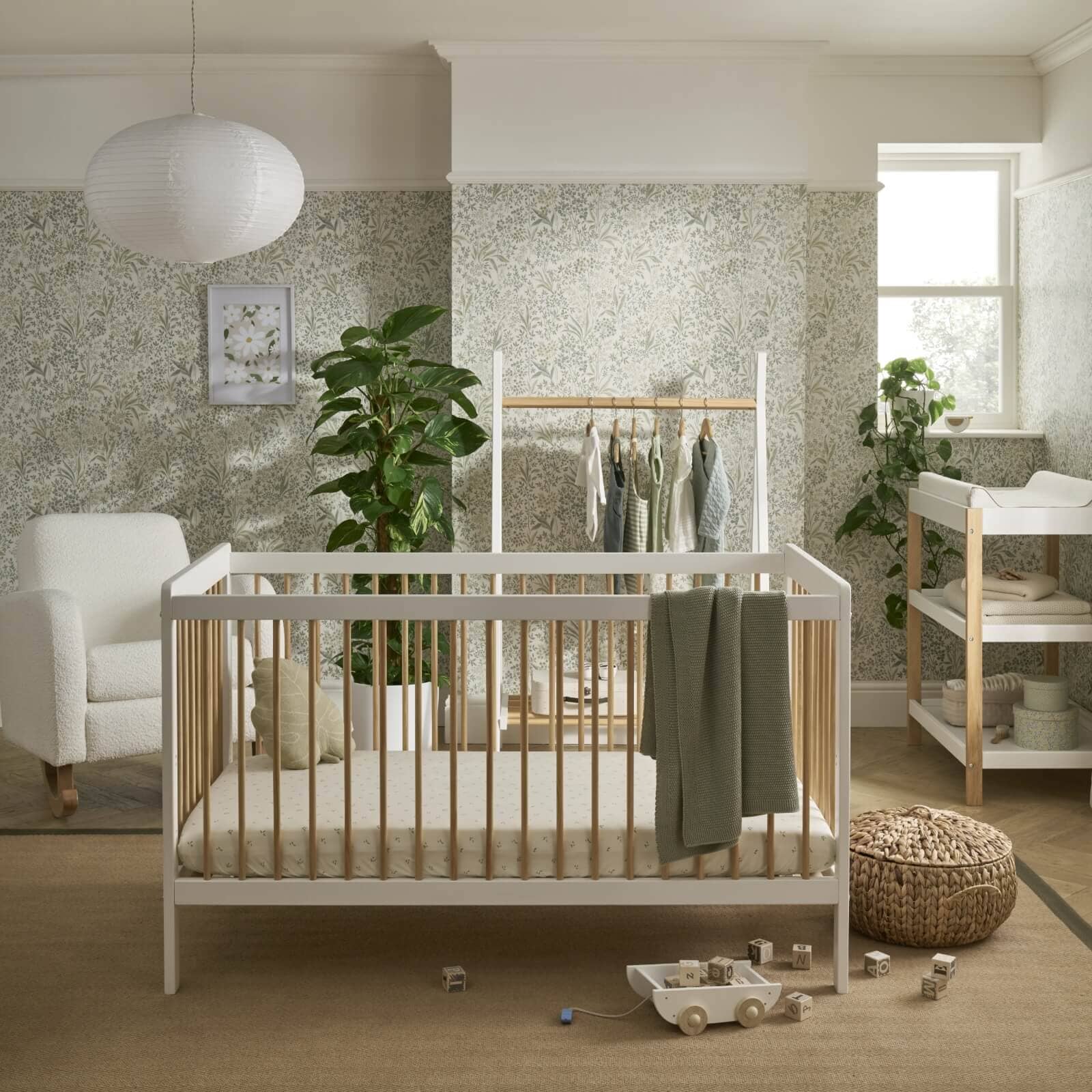 Nola 3 Piece Nursery Furniture Set - White & Natural - CuddleCo