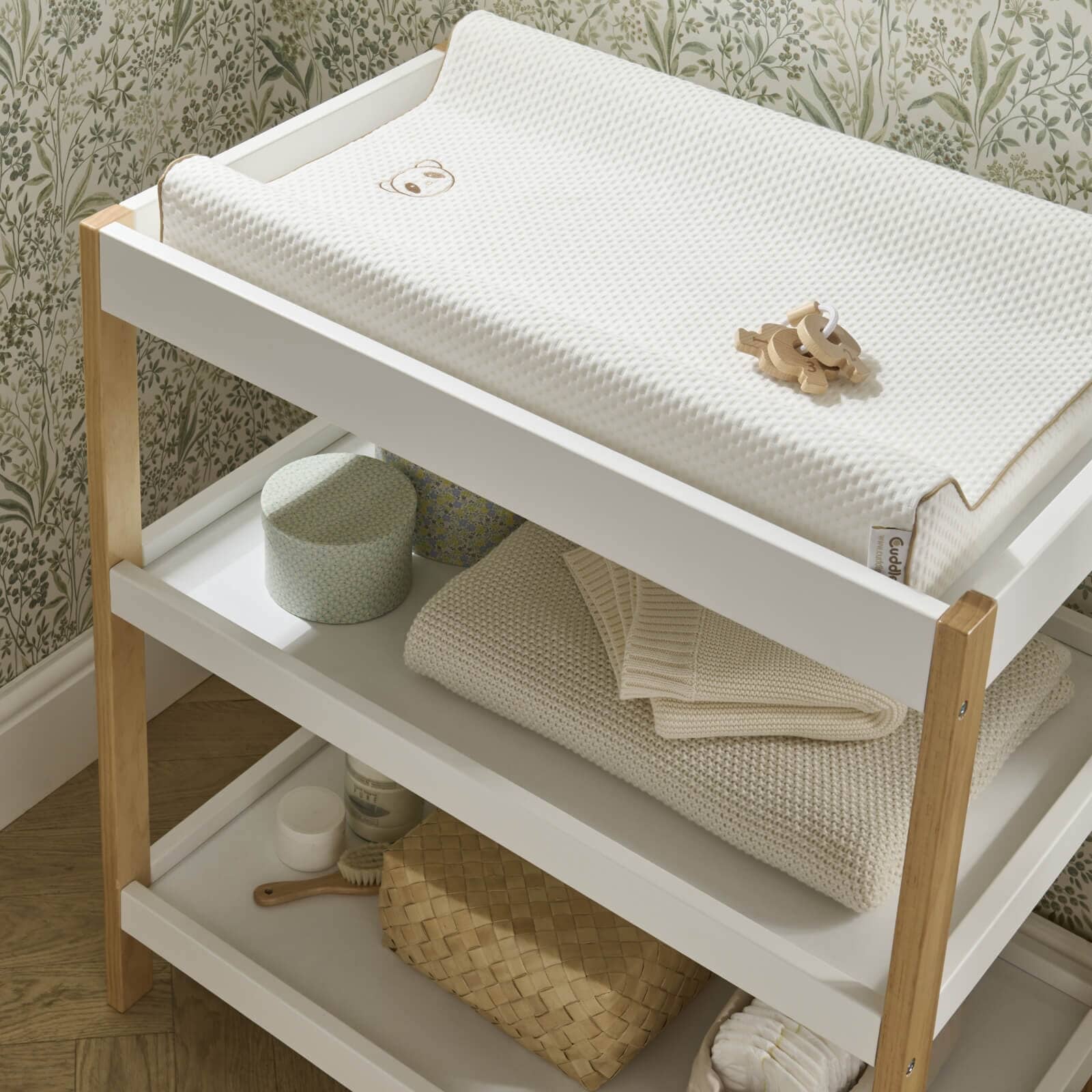 Nola Changing Table - White & Natural Furniture Singles CuddleCo 