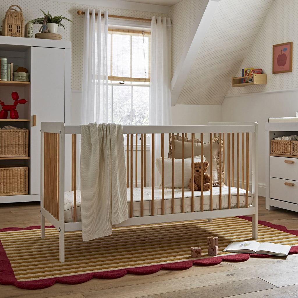 Nola Cot bed - White / Natural Furniture Singles CuddleCo 