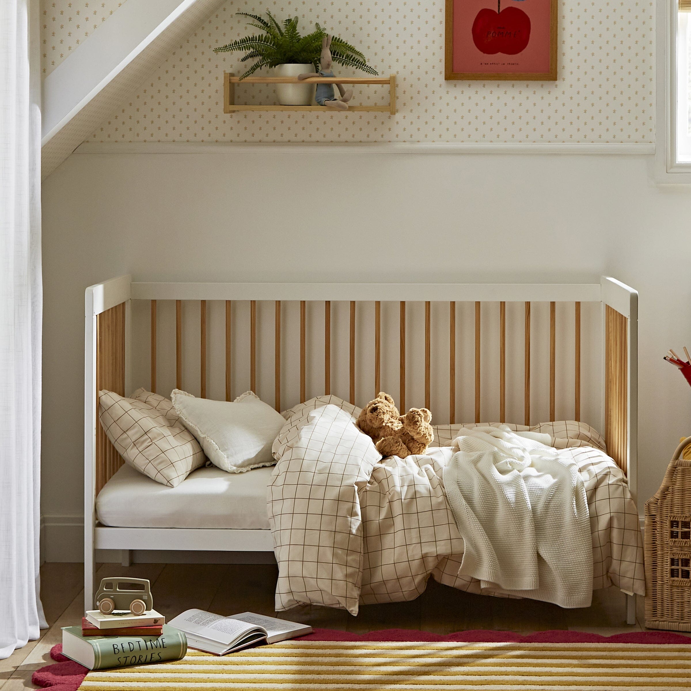 Nola Cot bed - White / Natural Furniture Singles CuddleCo 