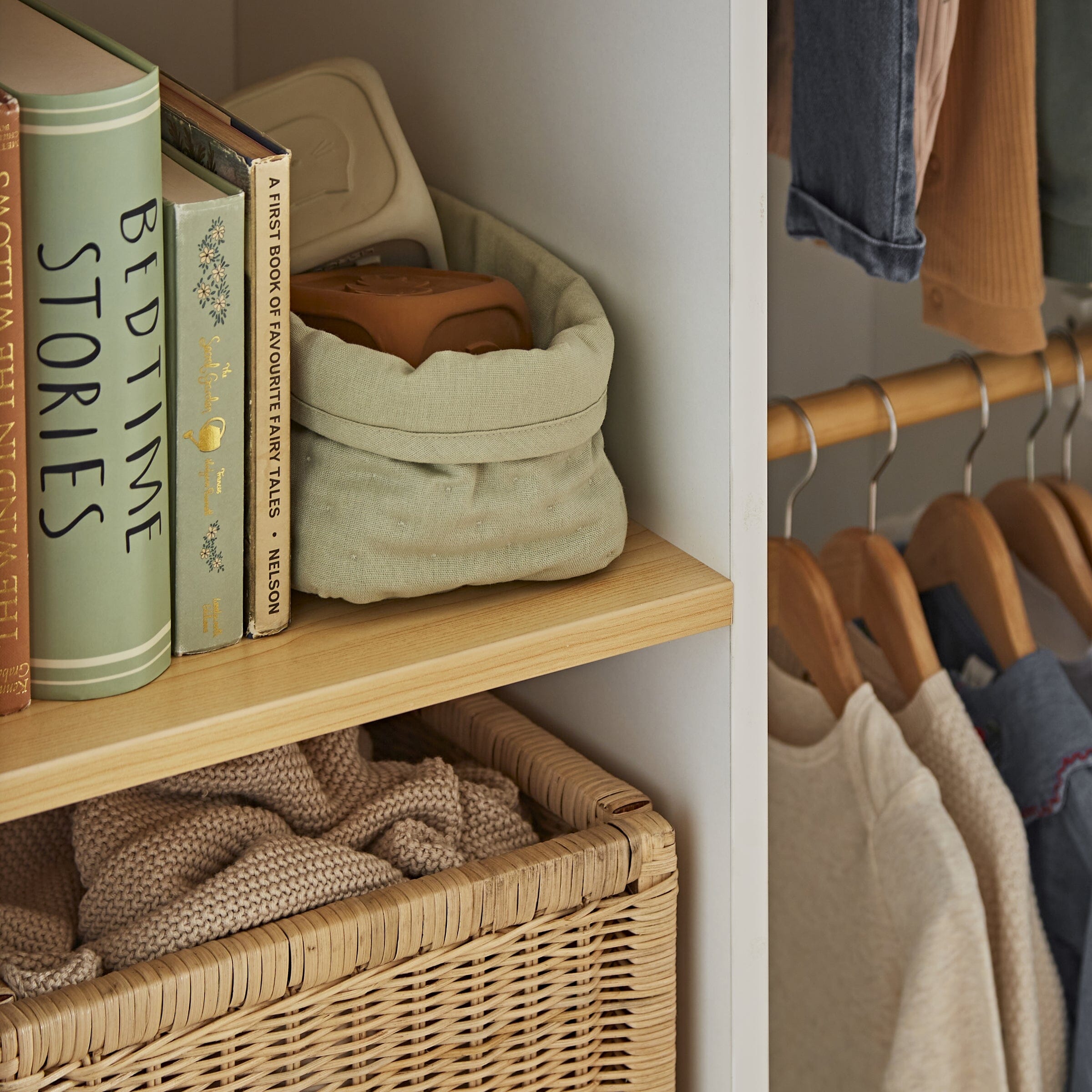 Nola White & Natural Wardrobe Furniture Singles CuddleCo 