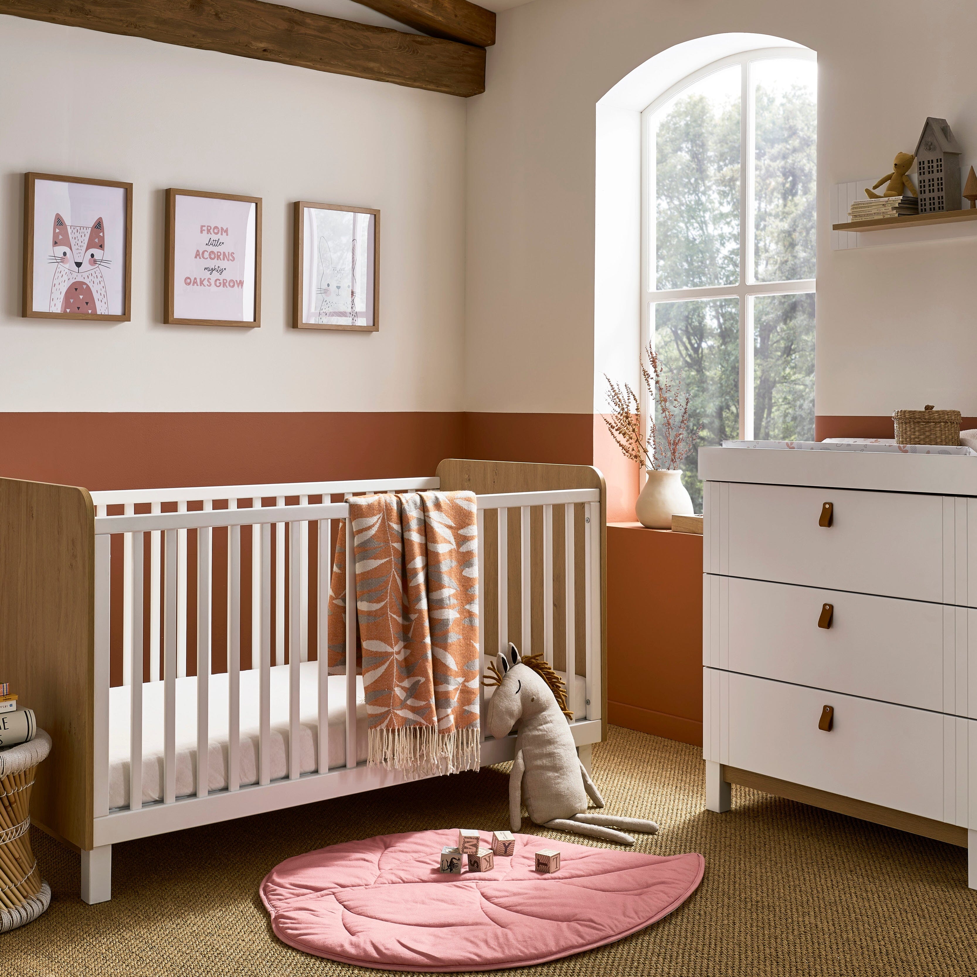 Rafi Cot Bed - Oak & White Furniture Singles CuddleCo 