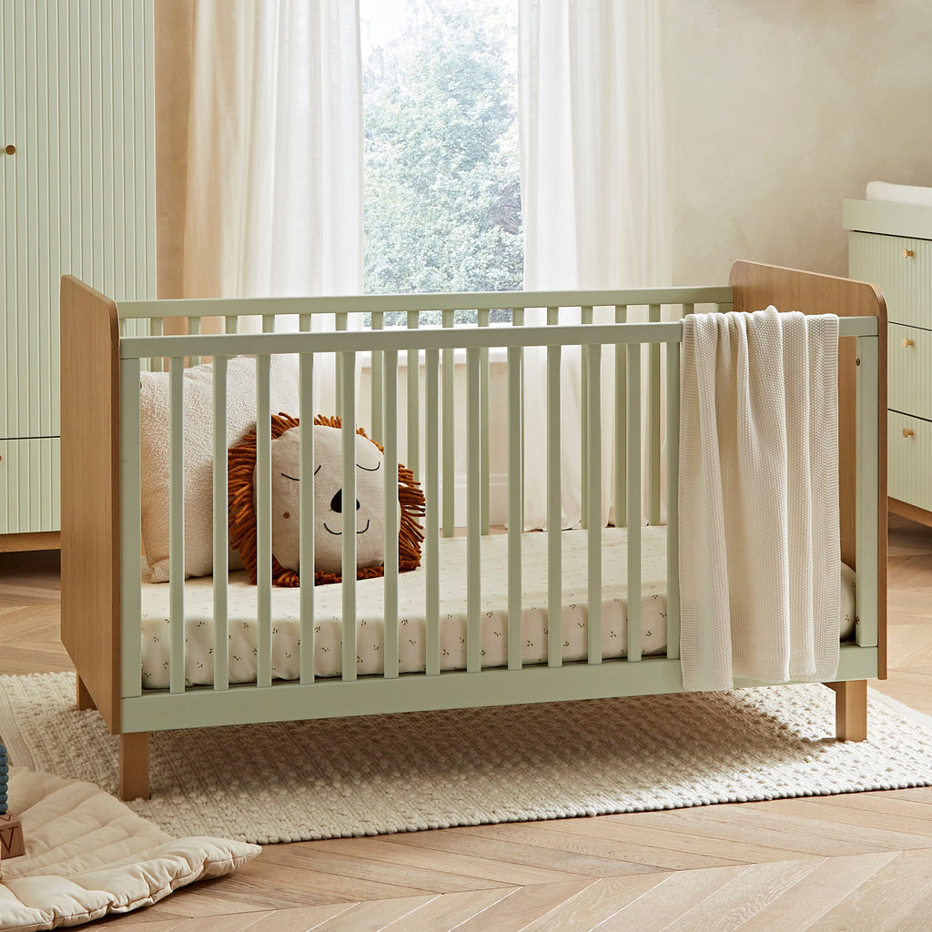 Remi Cot Bed - Oak/Green Furniture Singles CuddleCo 