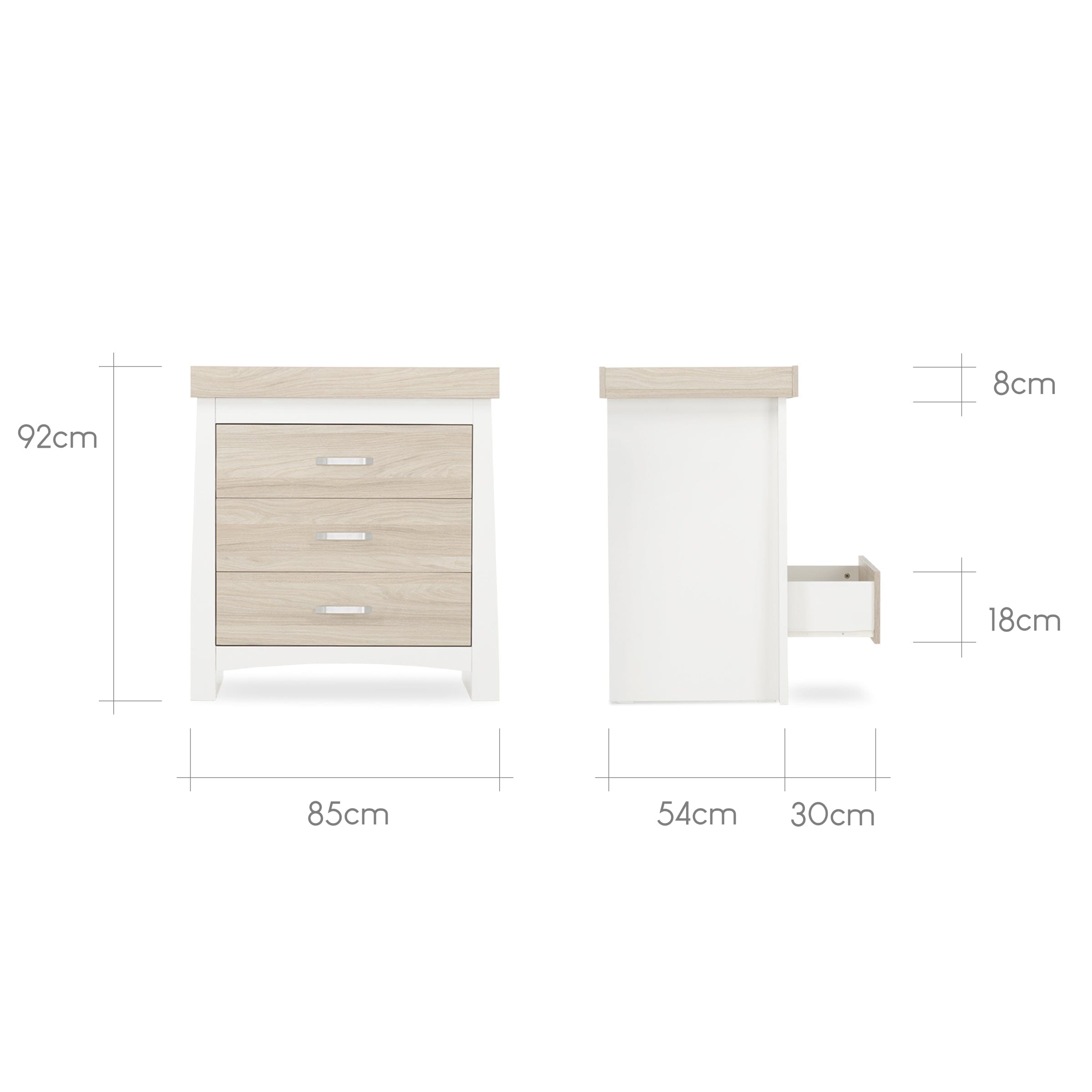 Ada 3 Piece Nursery Furniture Set - White & Ash Furniture Sets CuddleCo 