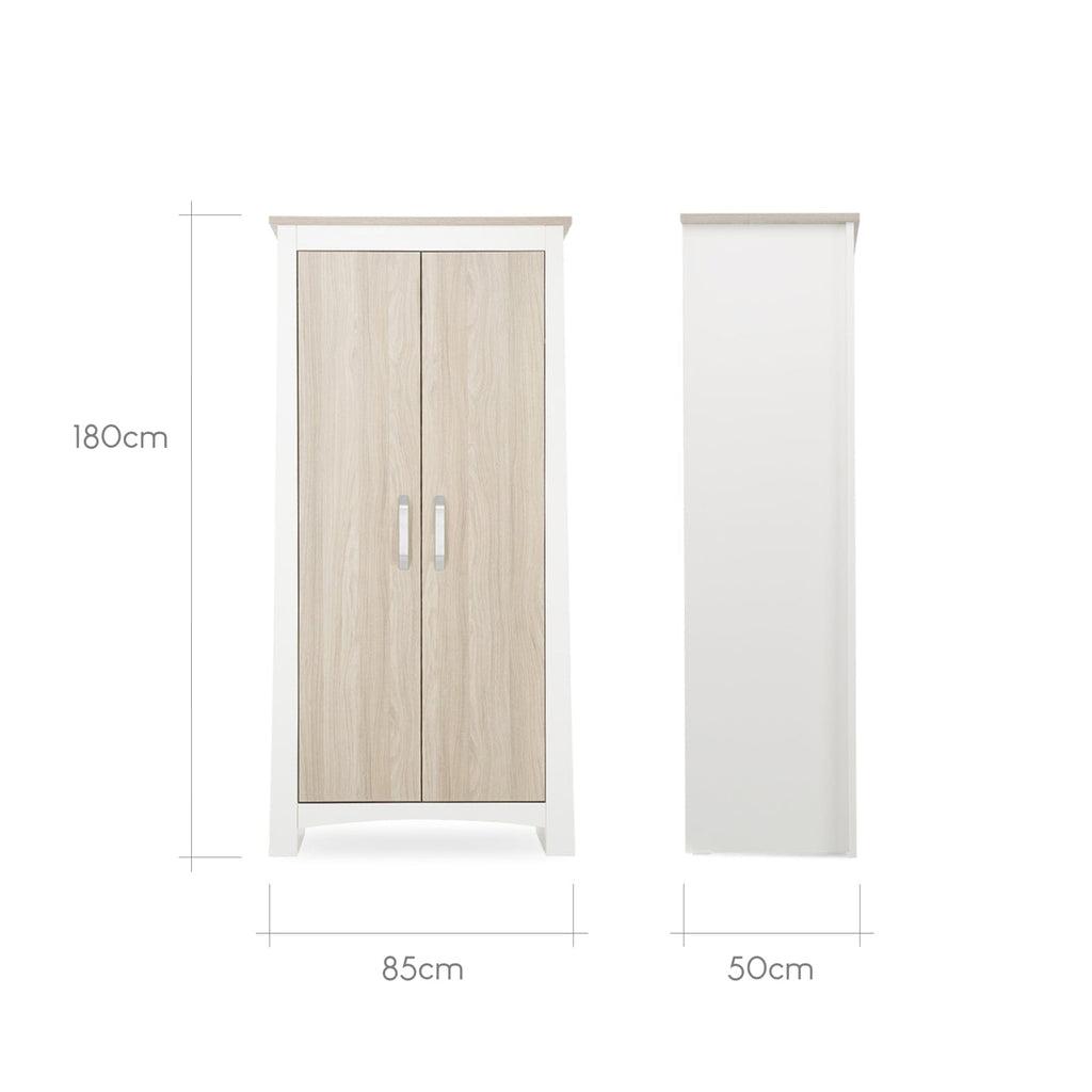 Ada Nursery Wardrobe - White & Ash Furniture Singles CuddleCo 