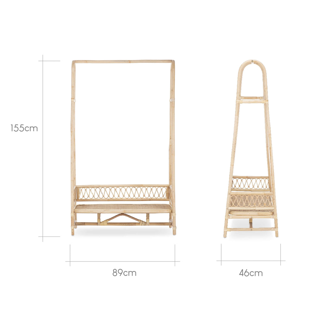 Aria Clothes Rail & Set of Hangers - Rattan Furniture Sets CuddleCo 