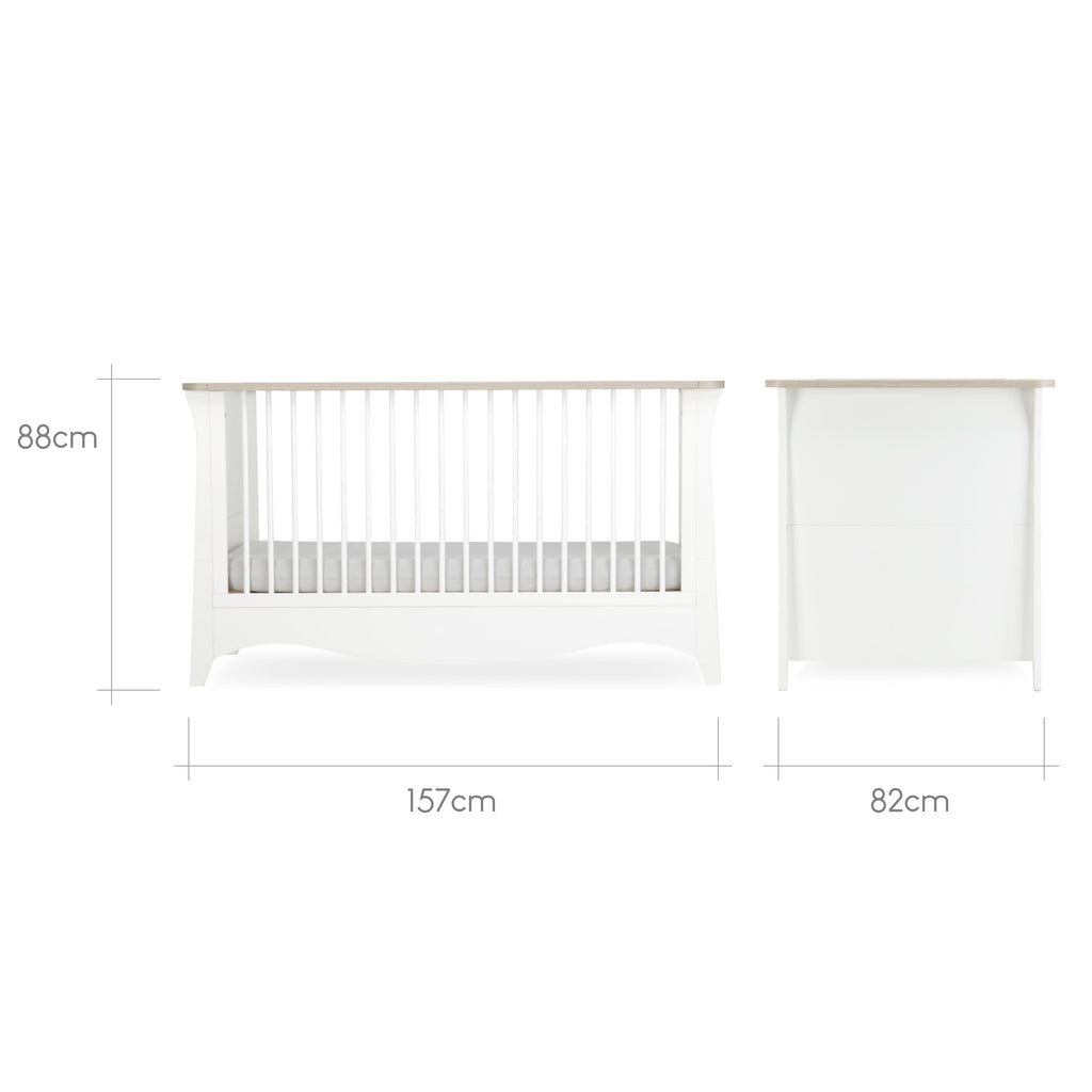 Clara 3 Piece Nursery Furniture Set (Cot Bed, Wardrobe & Dresser) - White & Ash Furniture Sets CuddleCo 