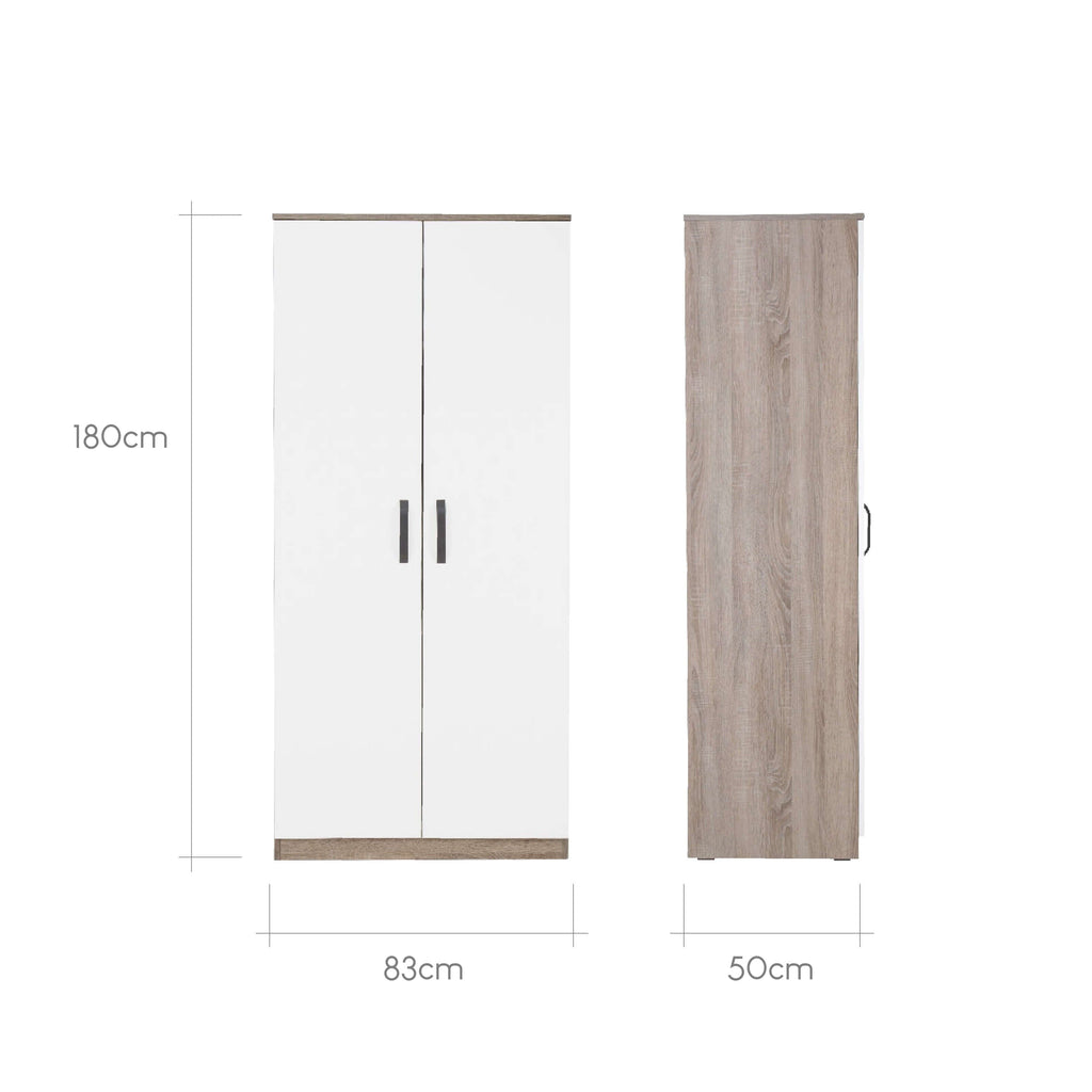 Enzo Nursery Wardrobe - Truffle Oak & White Furniture Singles CuddleCo 