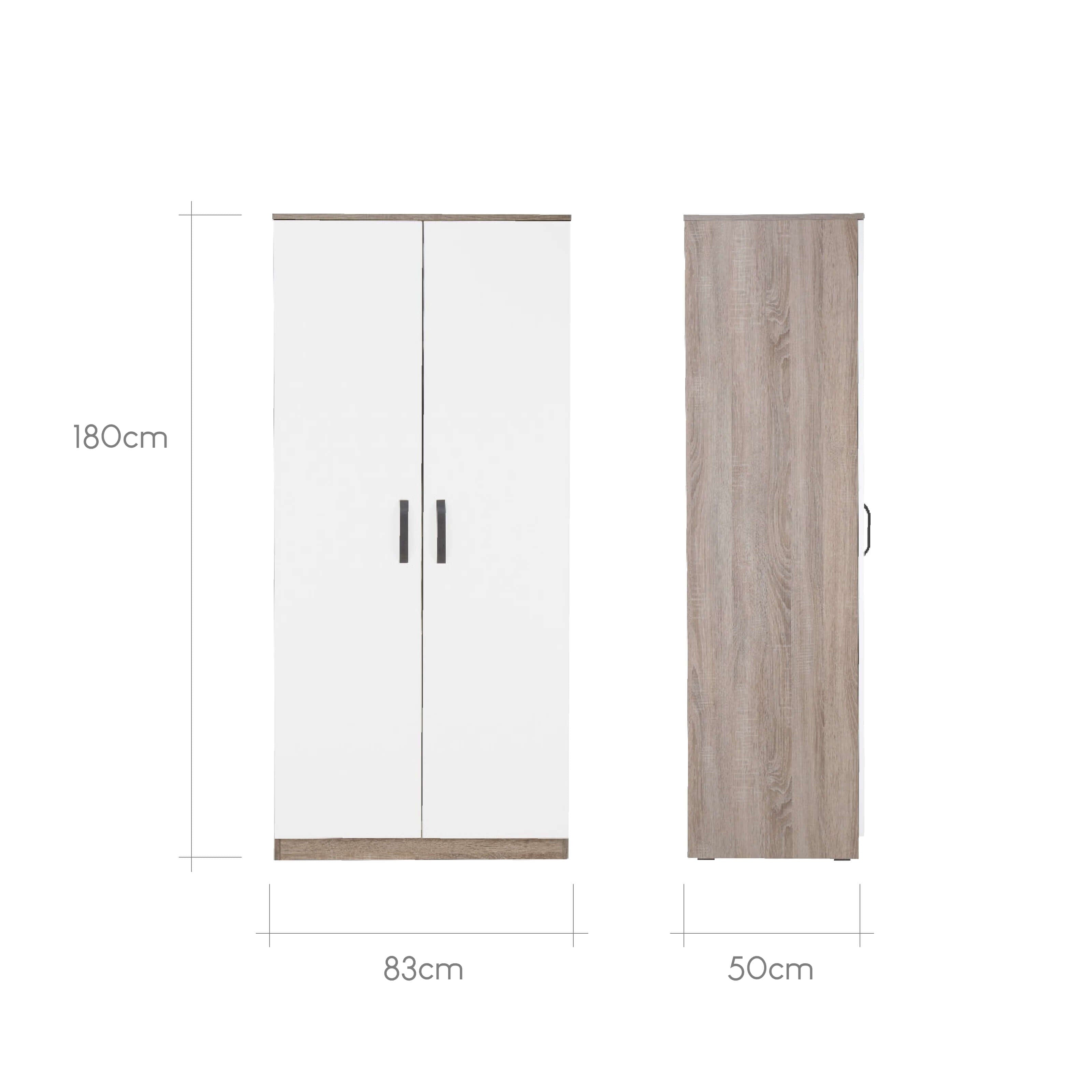 Enzo Nursery Wardrobe - Truffle Oak & White Furniture Singles CuddleCo 
