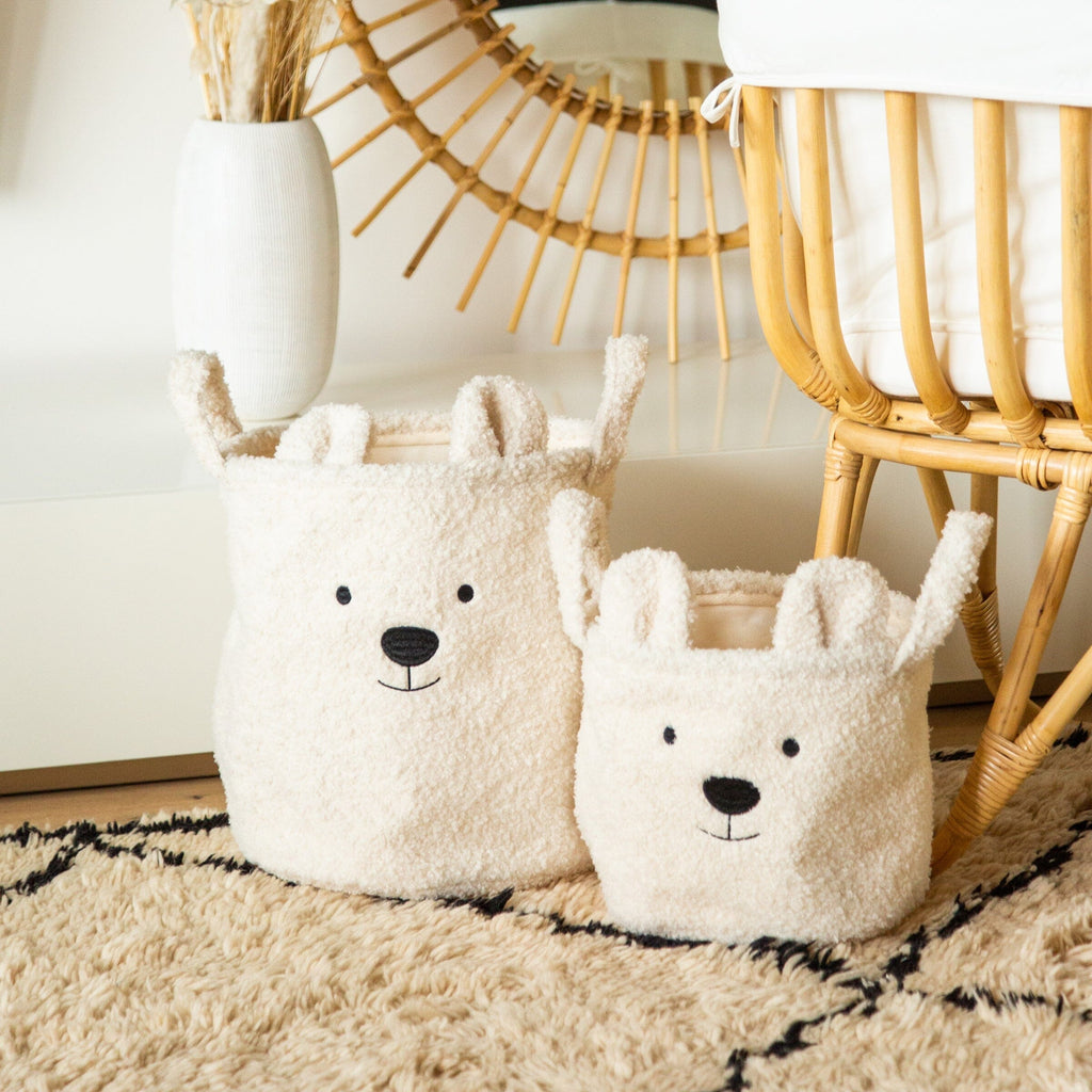 Teddy Bear Storage Basket White 25 x 20 x 20cm Decor Childhome 