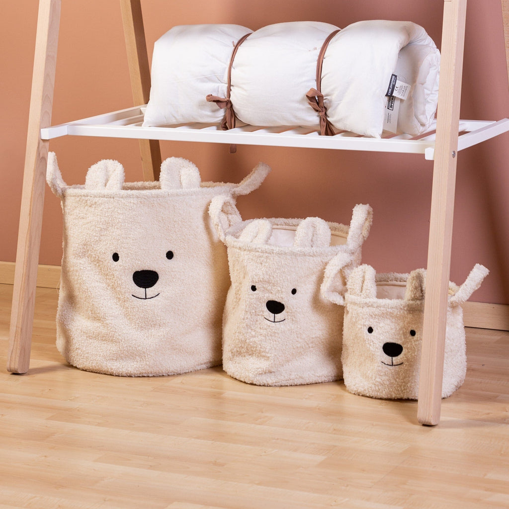 Teddy Bear Storage Basket White 25 x 20 x 20cm Decor Childhome 