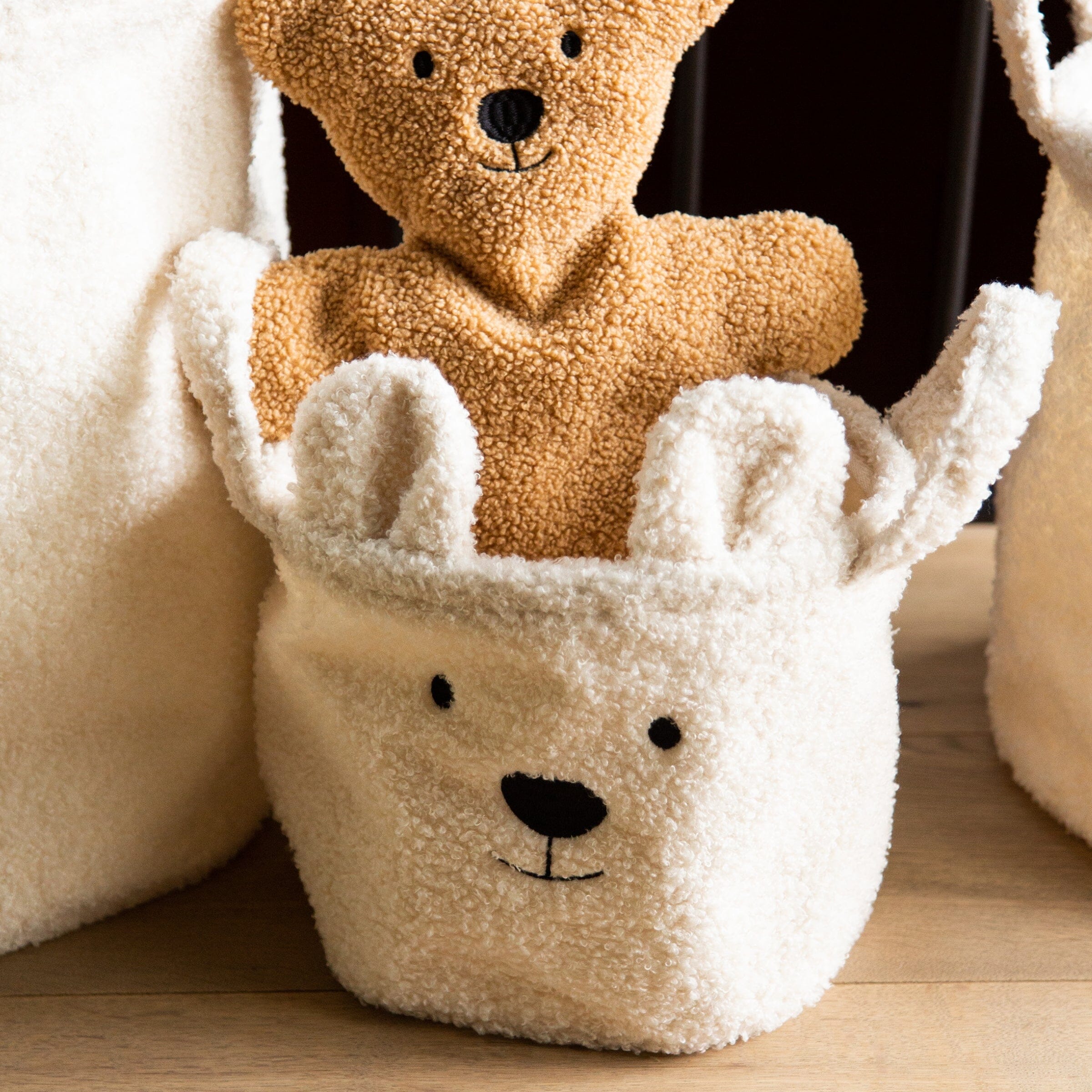 Teddy Bear Storage Basket White 25 x 20 x 20cm Decor Childhome 
