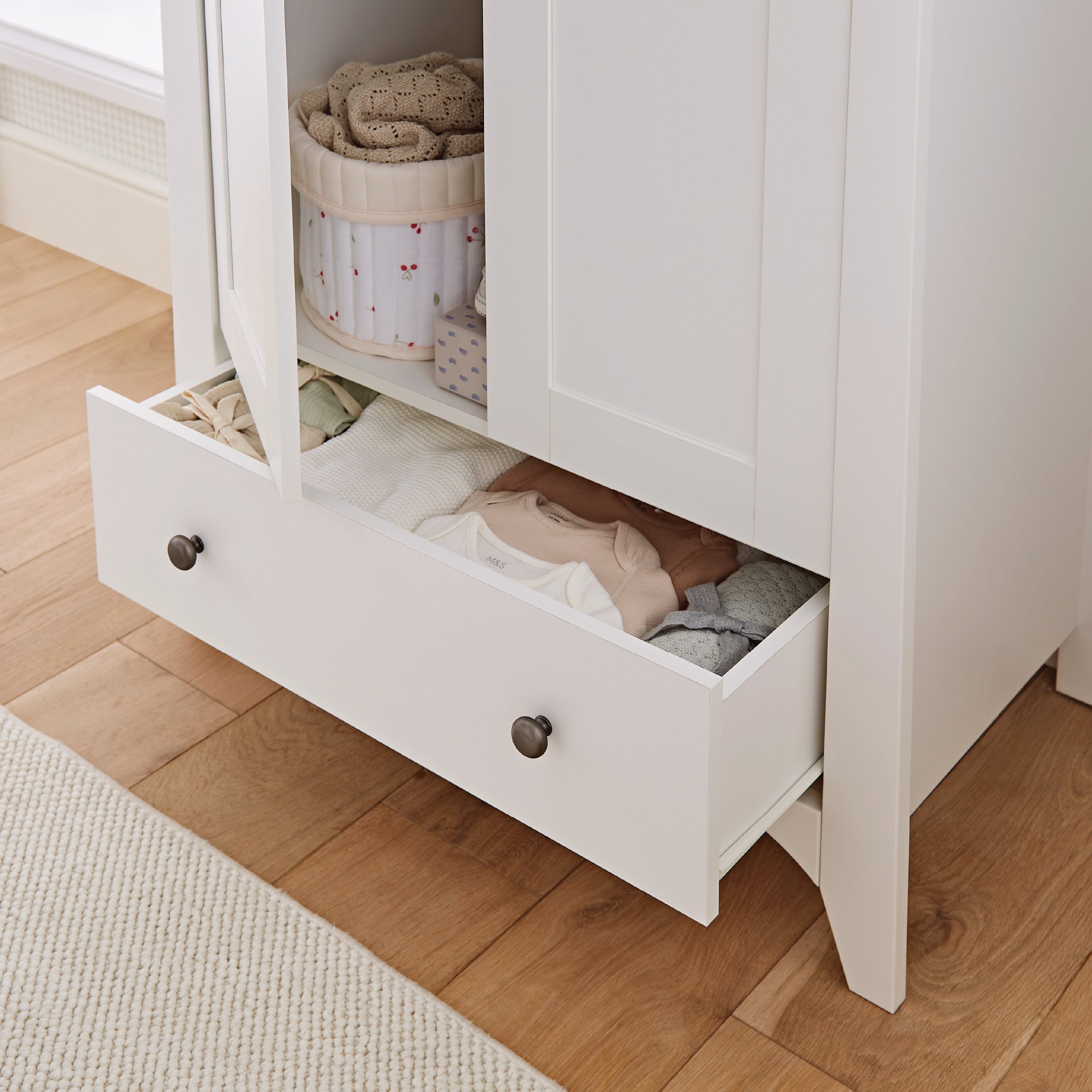 Clara 2 Door Double Wardrobe - White Furniture Singles CuddleCo 